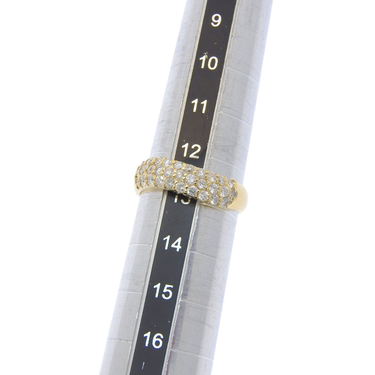 Half Pavé Wave Ring, D0.73, Yellow Gold, K18YG, Size 13 (53), 3.2g