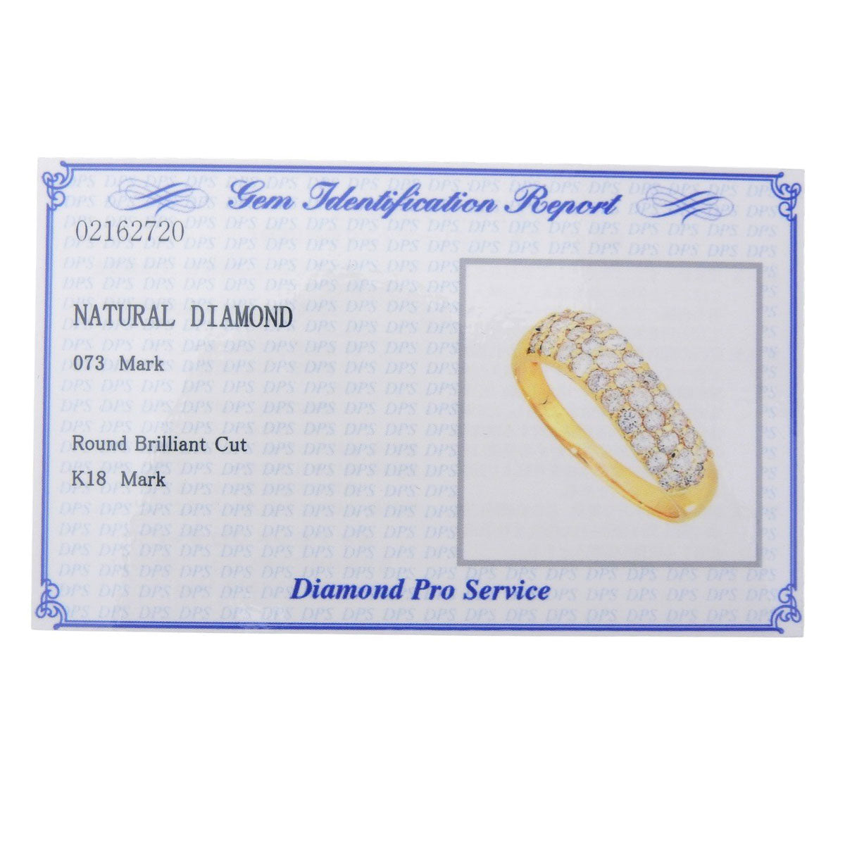 Half Pavé Wave Ring, D0.73, Yellow Gold, K18YG, Size 13 (53), 3.2g