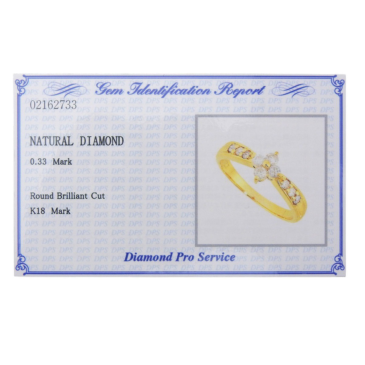 花朵形钻石戒指，D0.33，18K黄金，K18YG，11号（51），3.2克