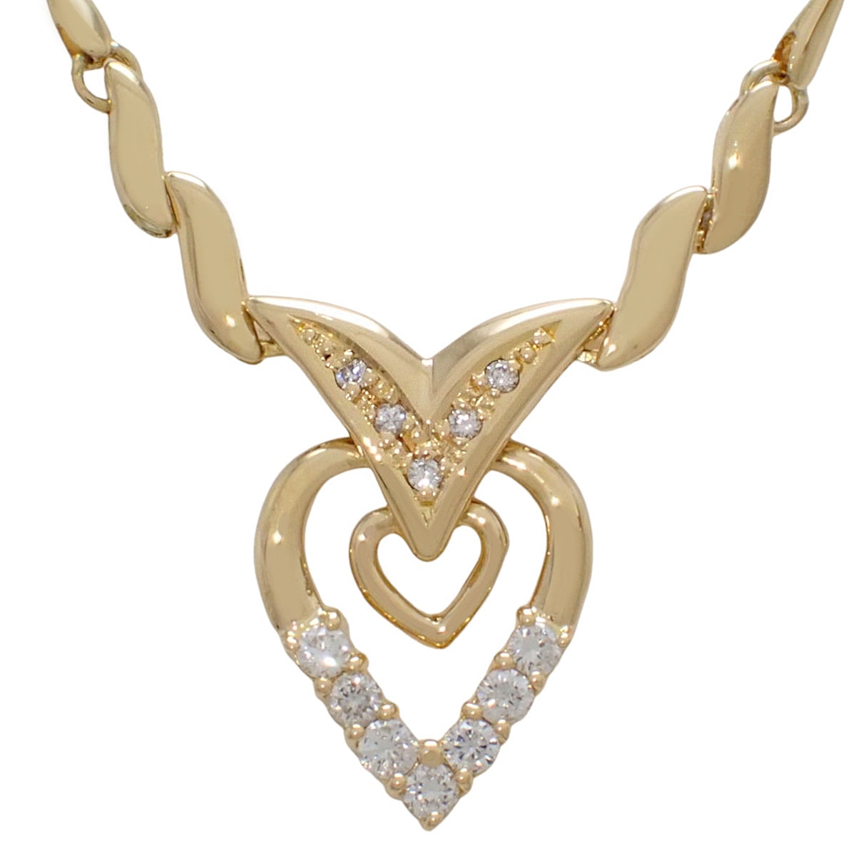 Heart Diamond Necklace D0.27 Yellow Gold K18YG 10.5g