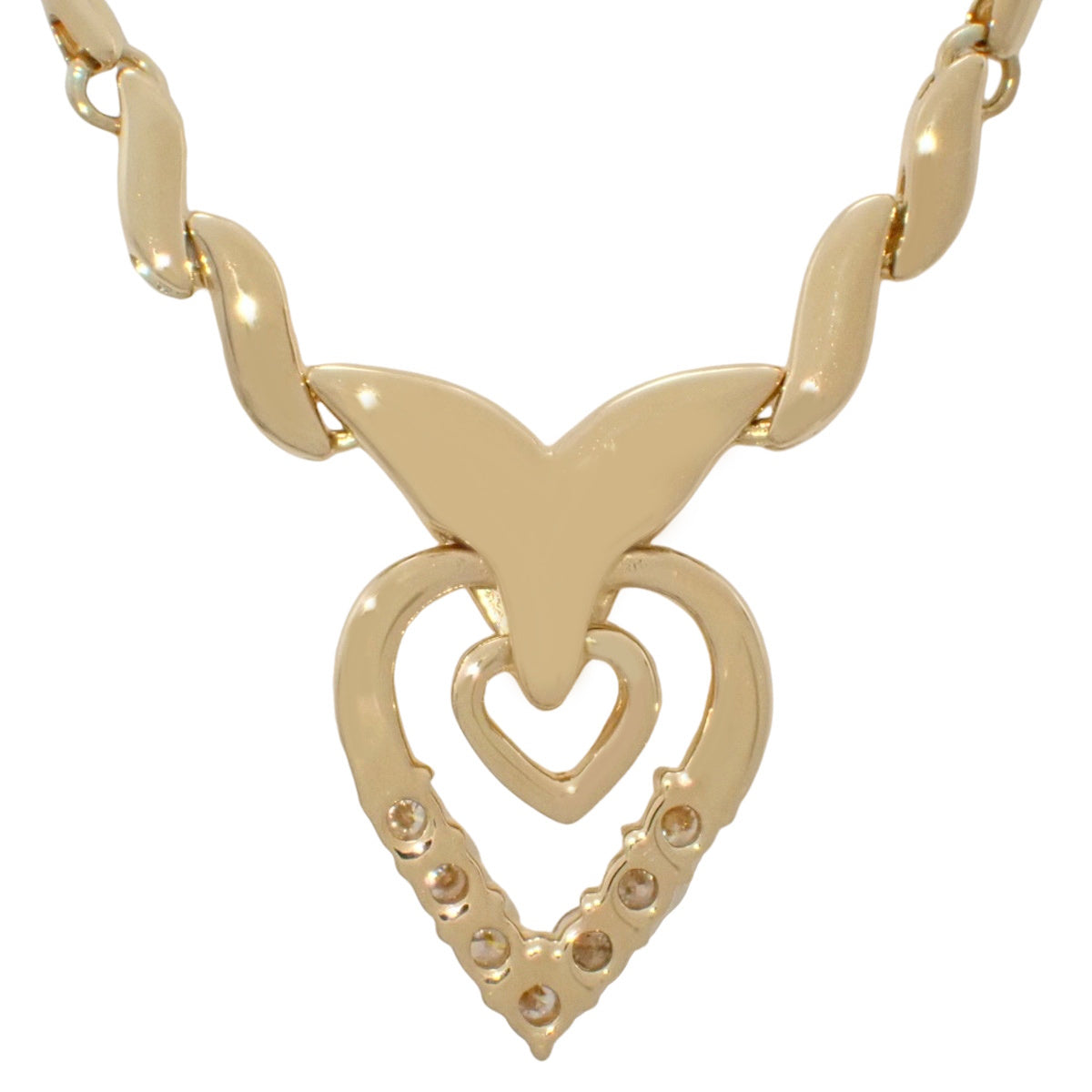Heart Diamond Necklace D0.27 Yellow Gold K18YG 10.5g