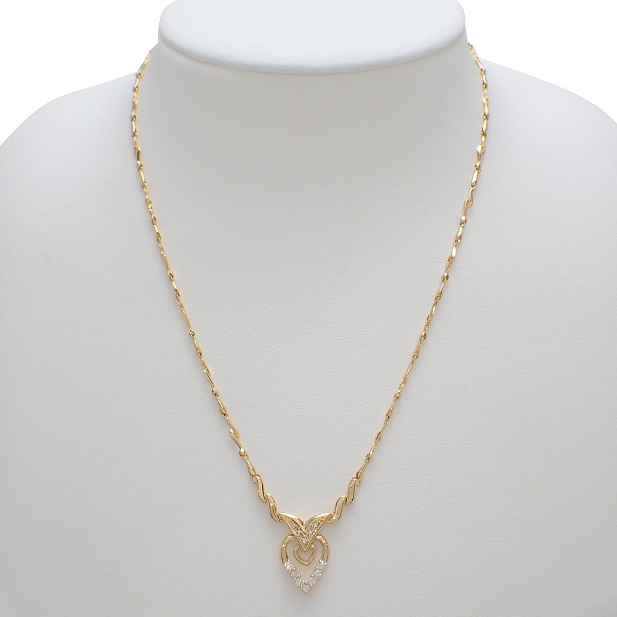 Heart Diamond Necklace D0.27 Yellow Gold K18YG 10.5g