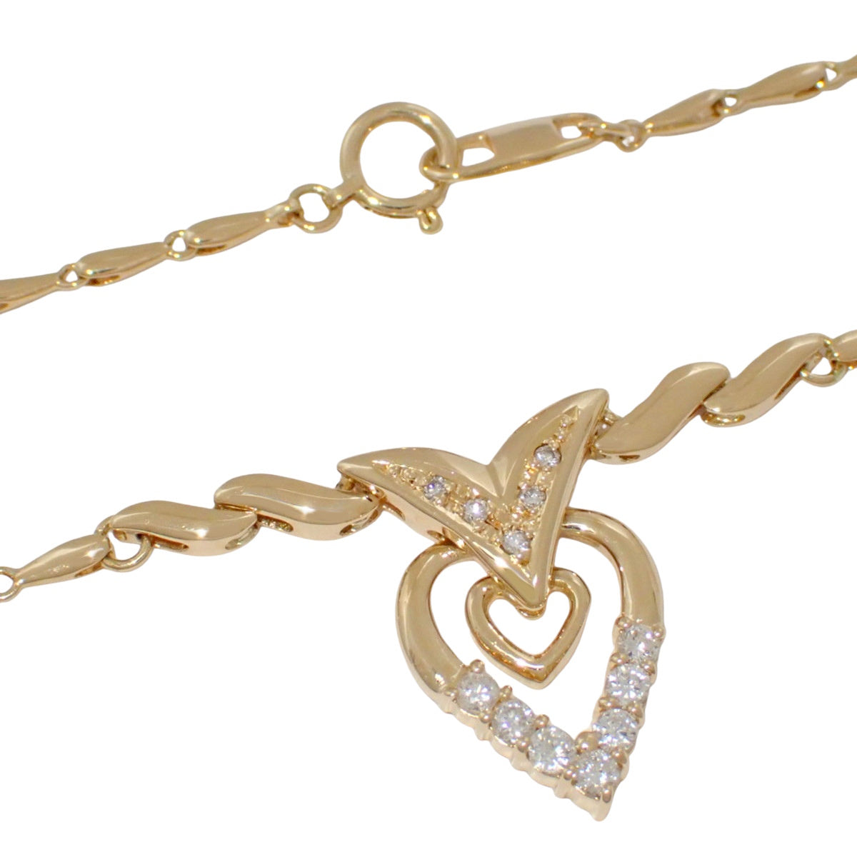Heart Diamond Necklace D0.27 Yellow Gold K18YG 10.5g