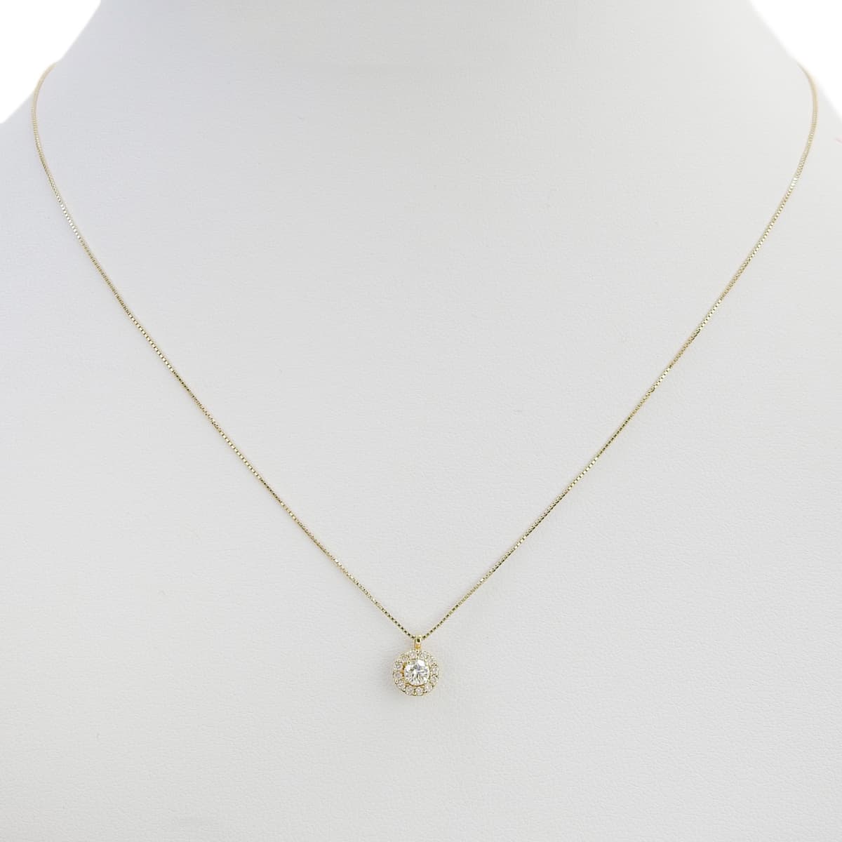 钻石项链 D0.143,0.08 黄金 K18YG 1.5克