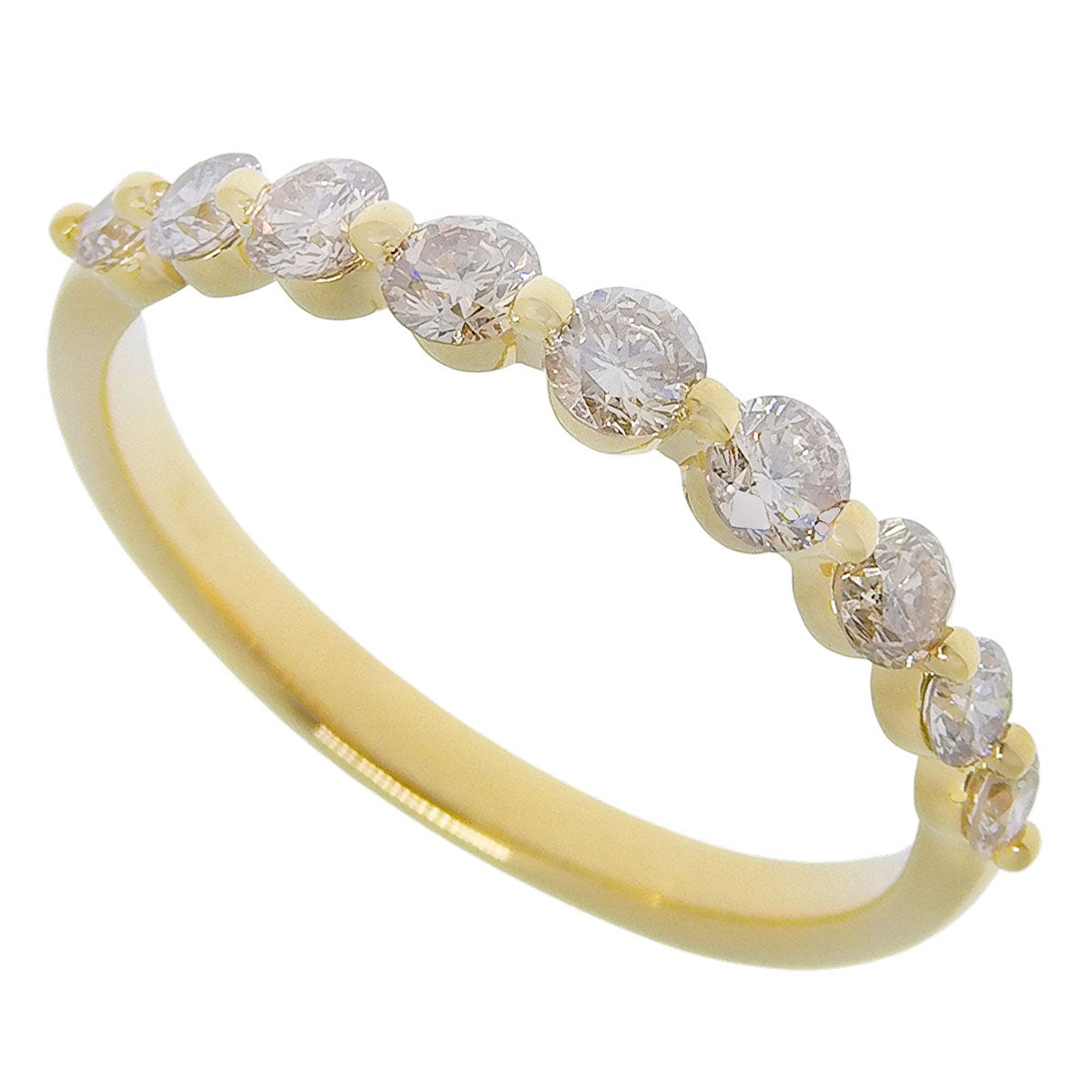 半钻戒指，直径0.50克拉，18K黄金，K18YG，11号（51），1.8克