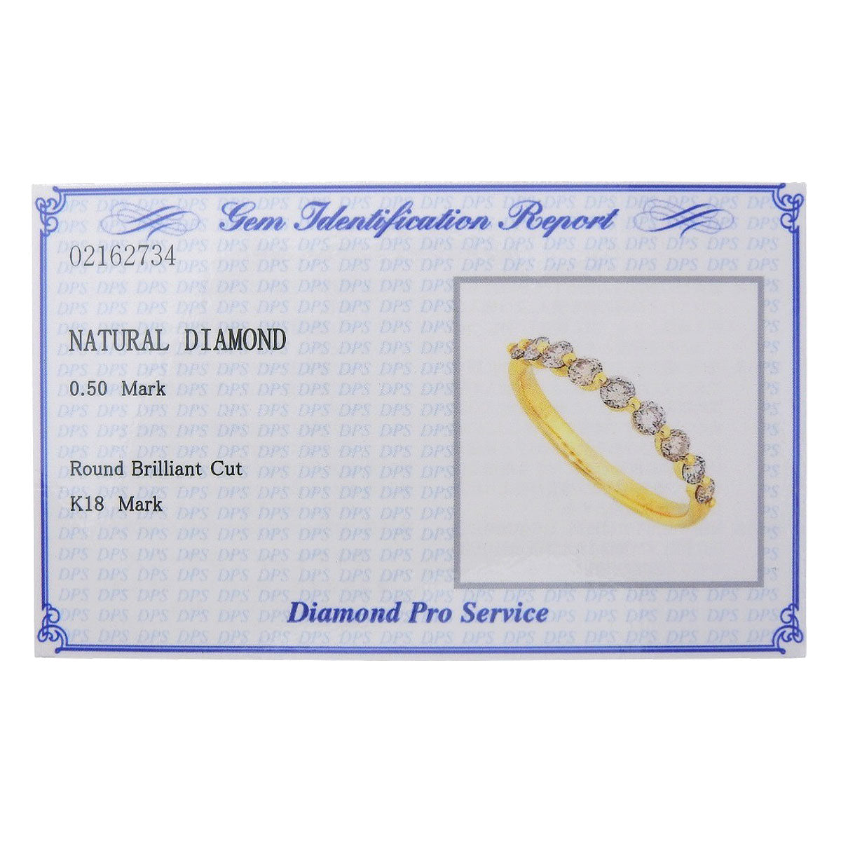 Half Diamond Ring, D0.50, Yellow Gold, K18YG, Size 11 (51), 1.8g