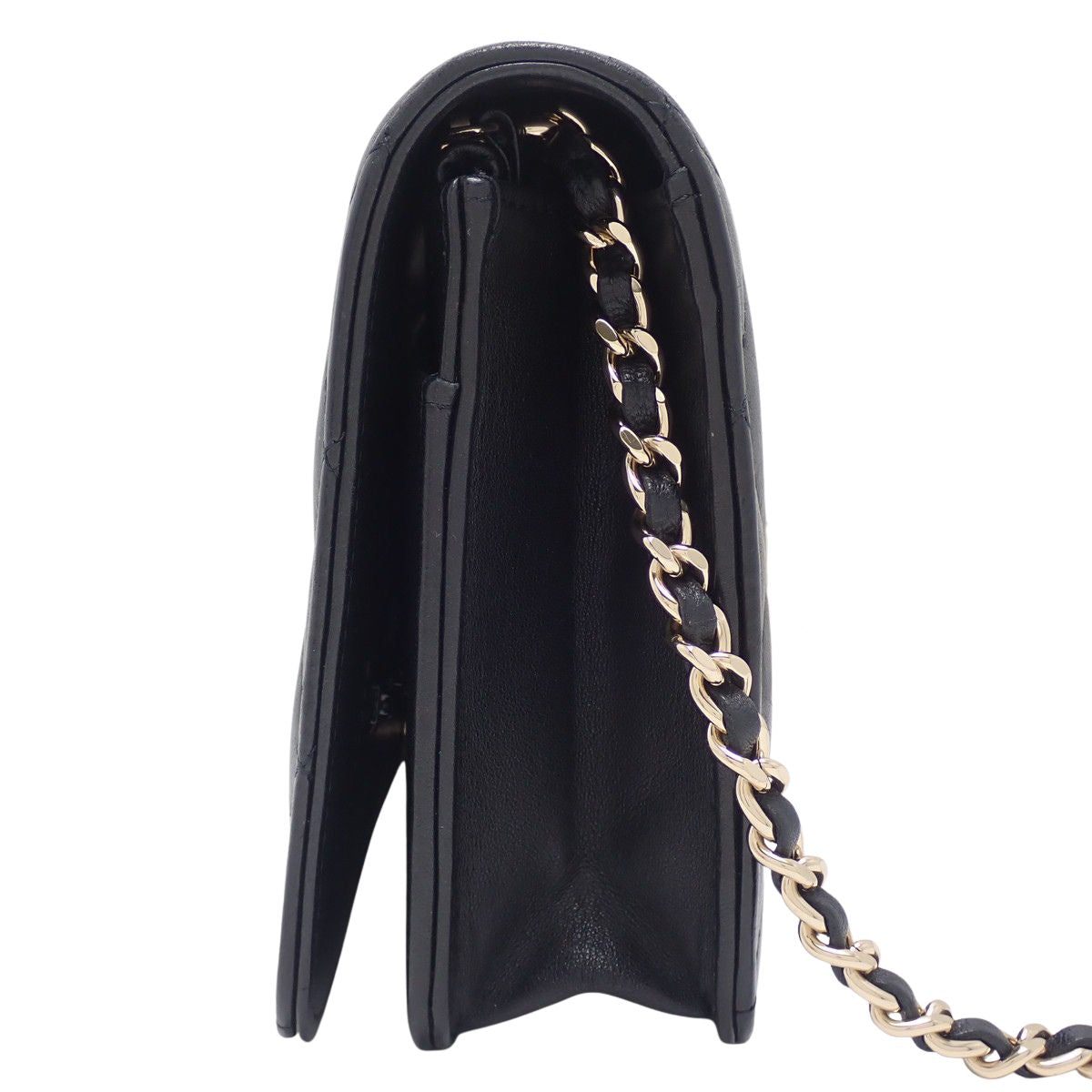 マトラッセ クラシック ココマーク チェーンウォレット ラムスキン ブラック