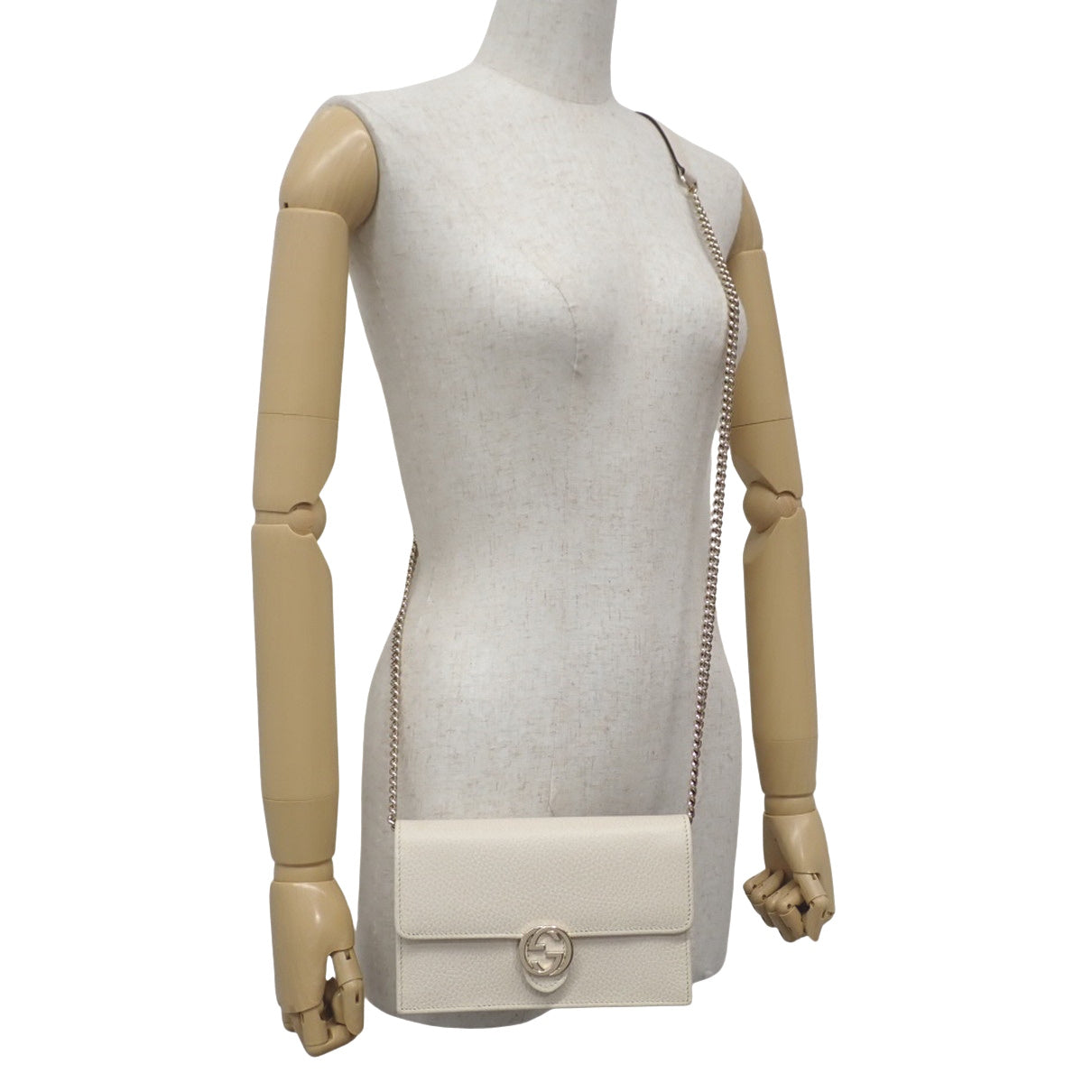 インターロッキングG チェーンウォレット オフホワイト 615523