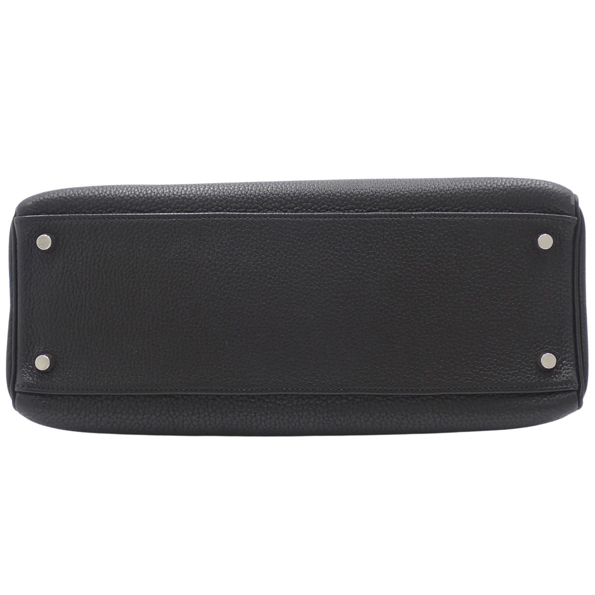 Kelly 32（内缝线）Togo 皮革，钯金配件，黑色，银色配件，H 印记