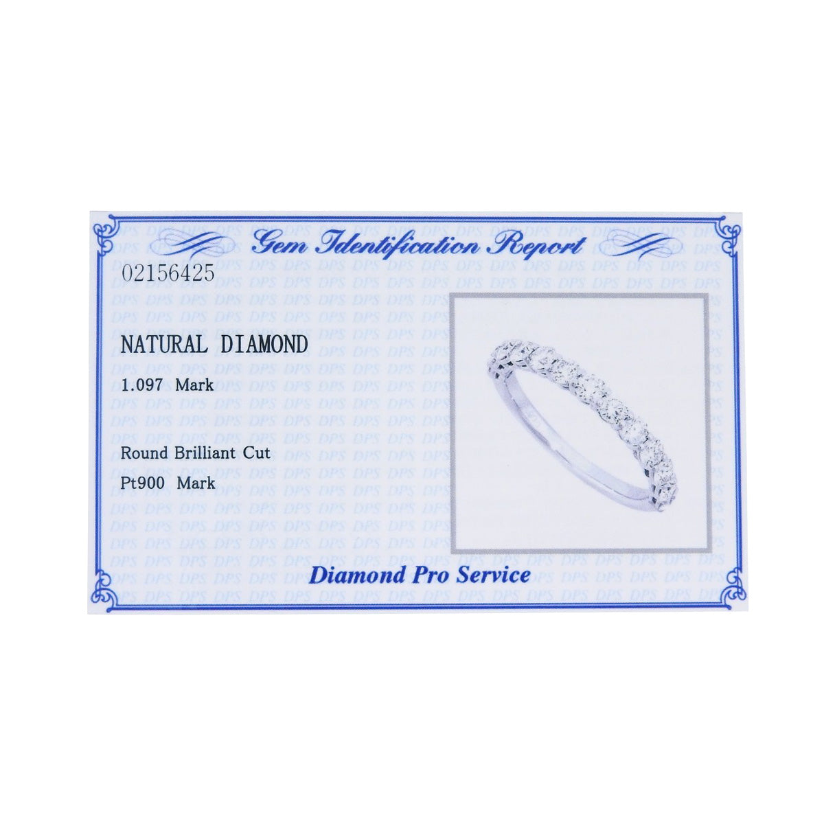Half Eternity Diamond Ring D1.097 Platinum Pt900 3.4g