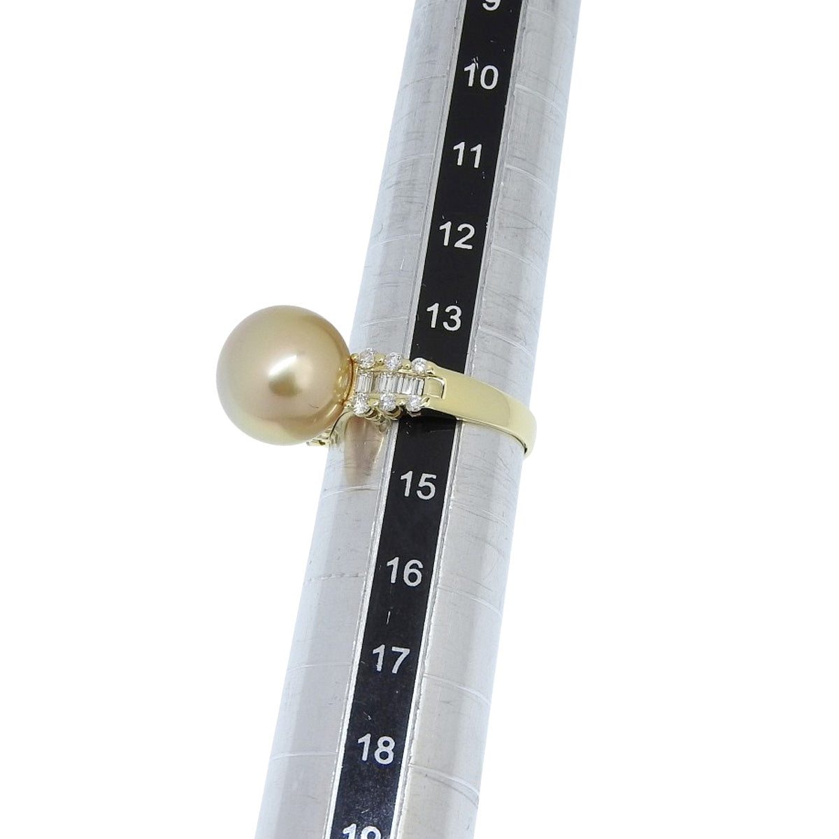 大颗珍珠钻石戒指，P/D0.46，18K黄金，6.0克