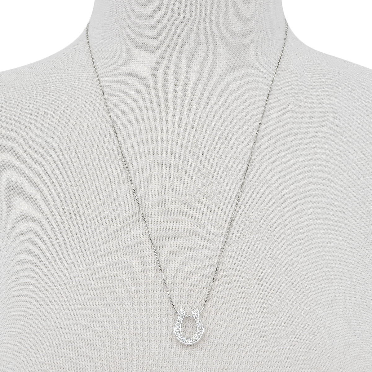Horseshoe full diamond necklace D0.38 Platinum Pt900 Pt850 10.5g