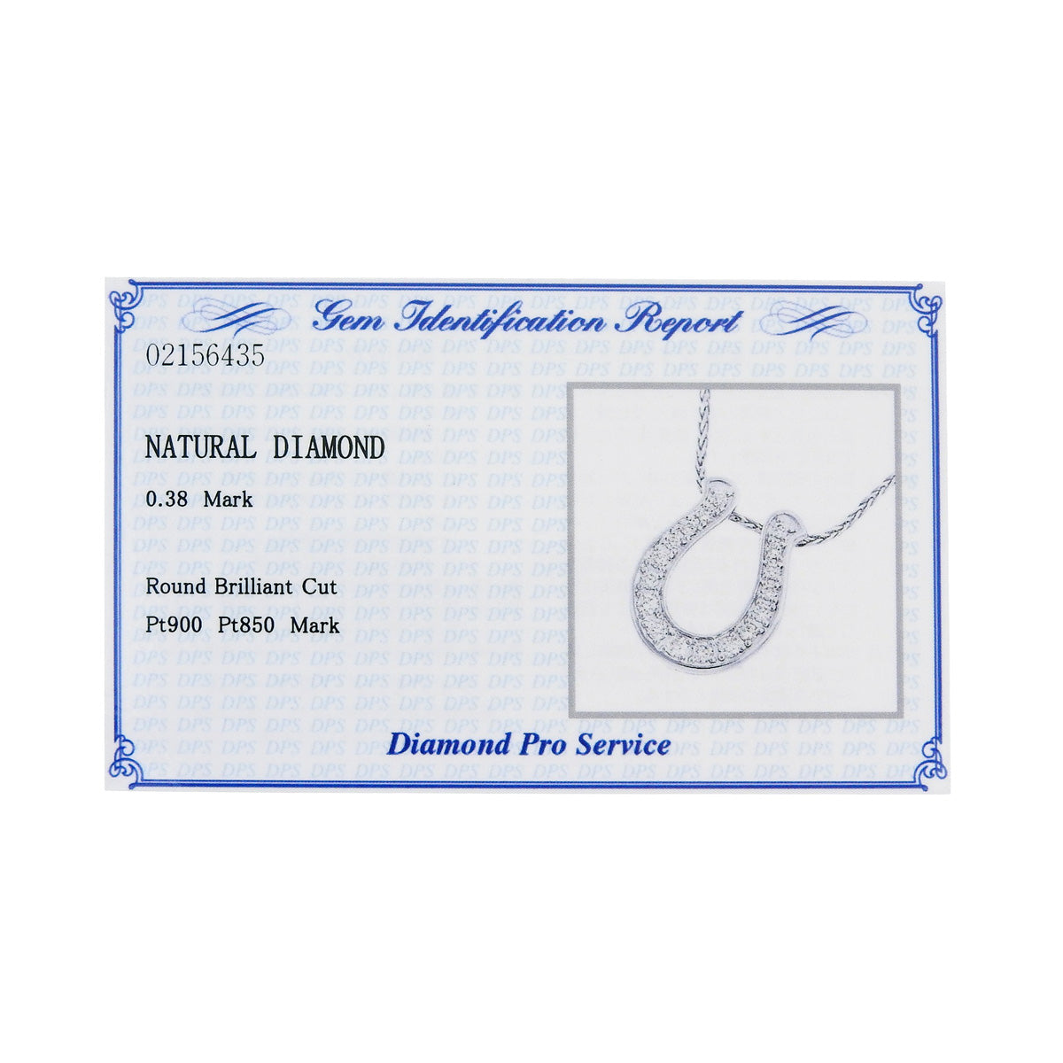 Horseshoe full diamond necklace D0.38 Platinum Pt900 Pt850 10.5g