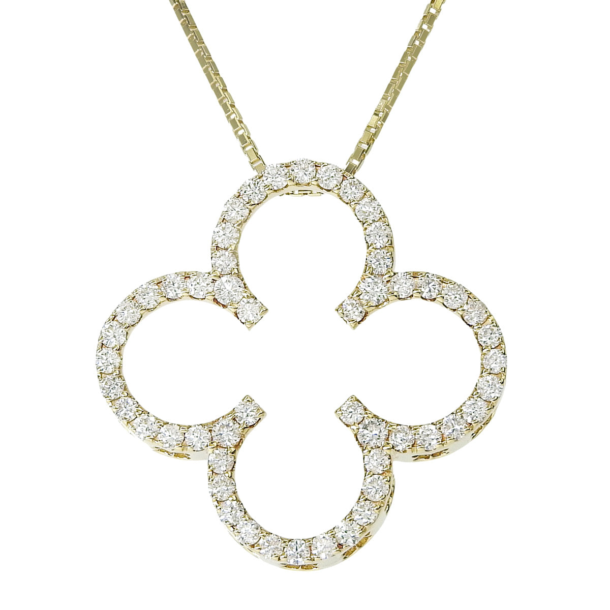 フラワーダイヤモンドネックレス D1.10 イエローゴールド K18YG 8.0g