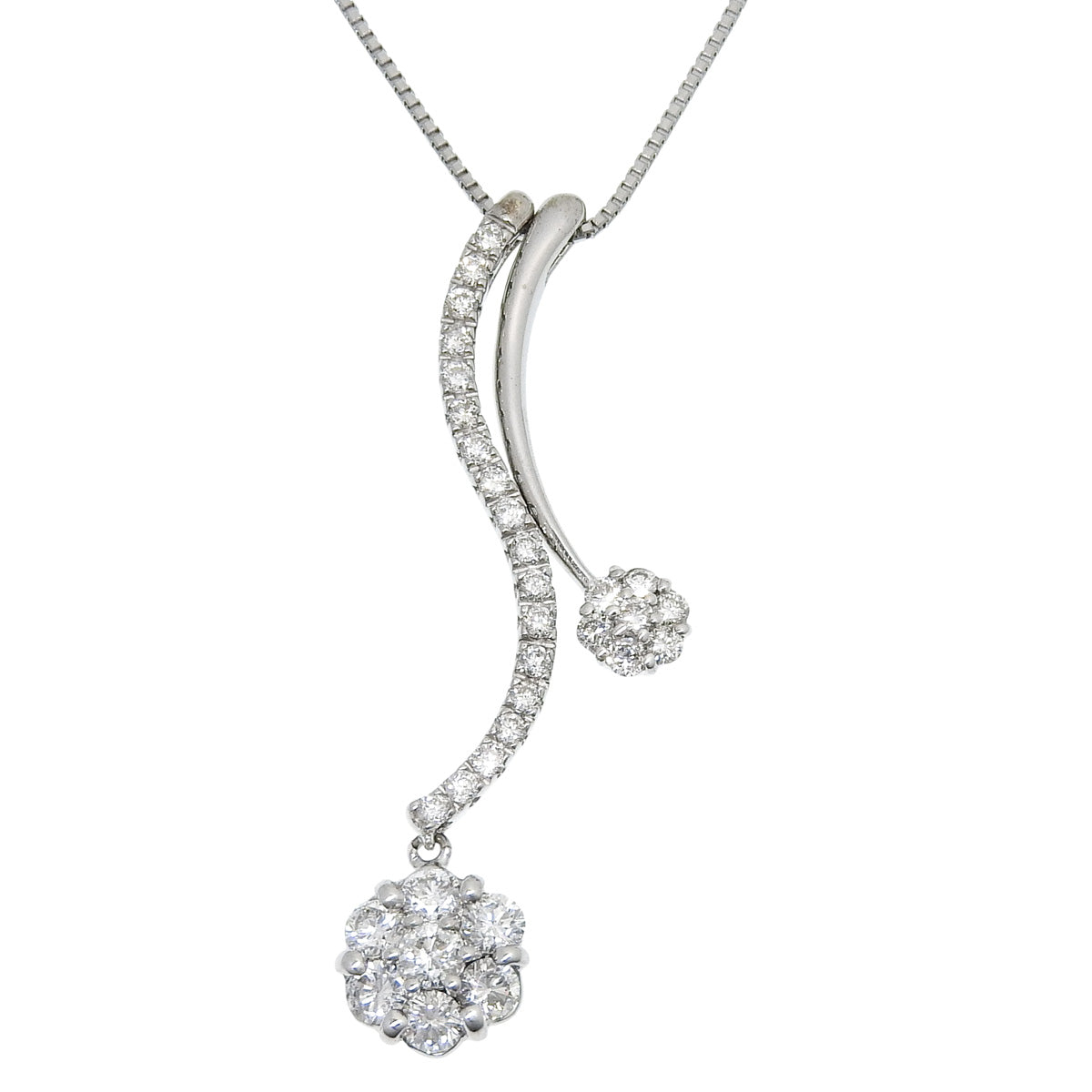 ダイヤモンドネックレス D1.00 ホワイトゴールド K18WG 5.5g