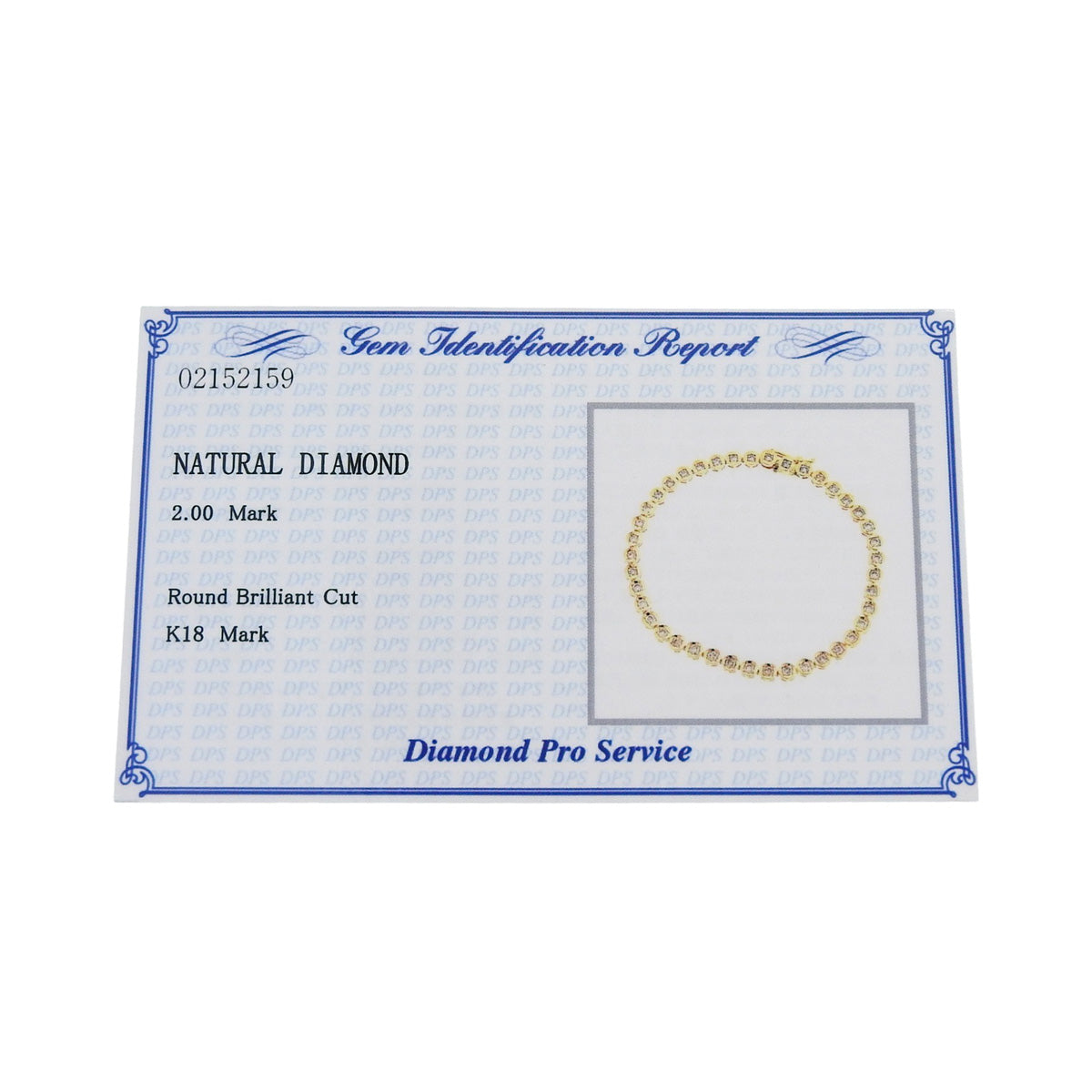 テニスダイヤモンドブレスレット D2.00 イエローゴールド K18YG 9.5g