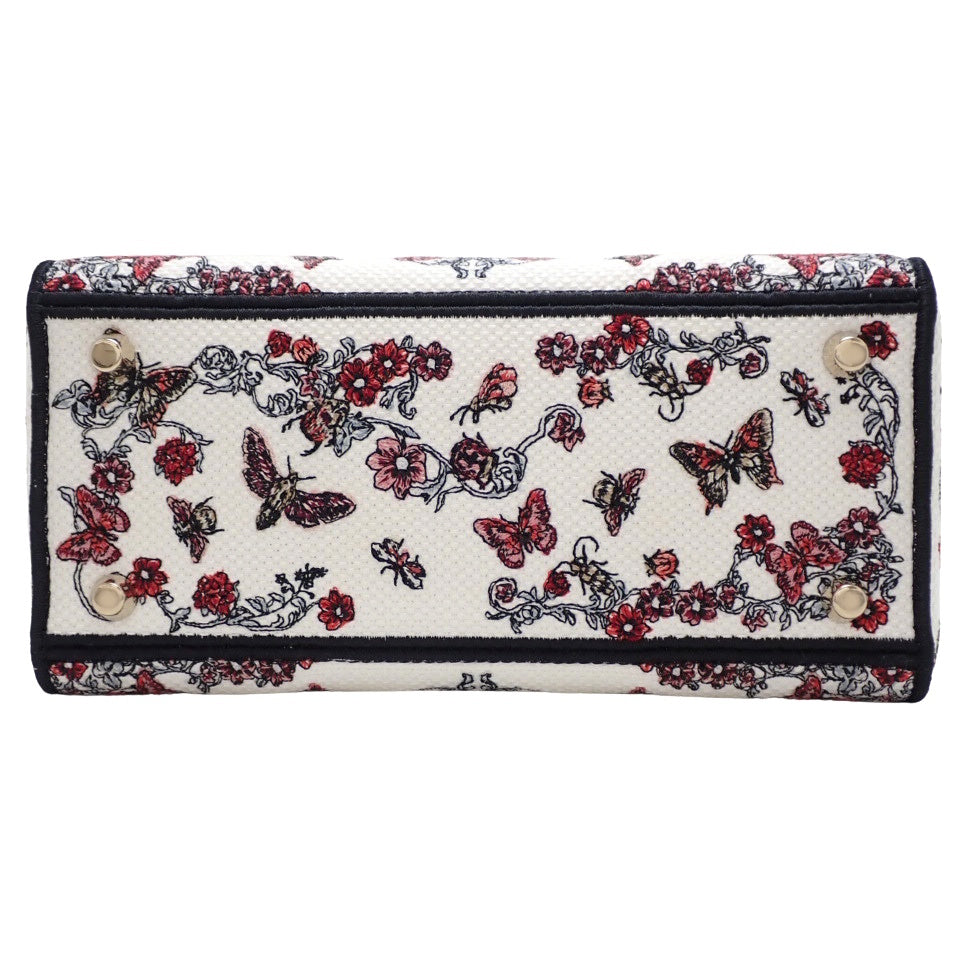 Lady Dior D-Lite Medium Canvas in White and Red