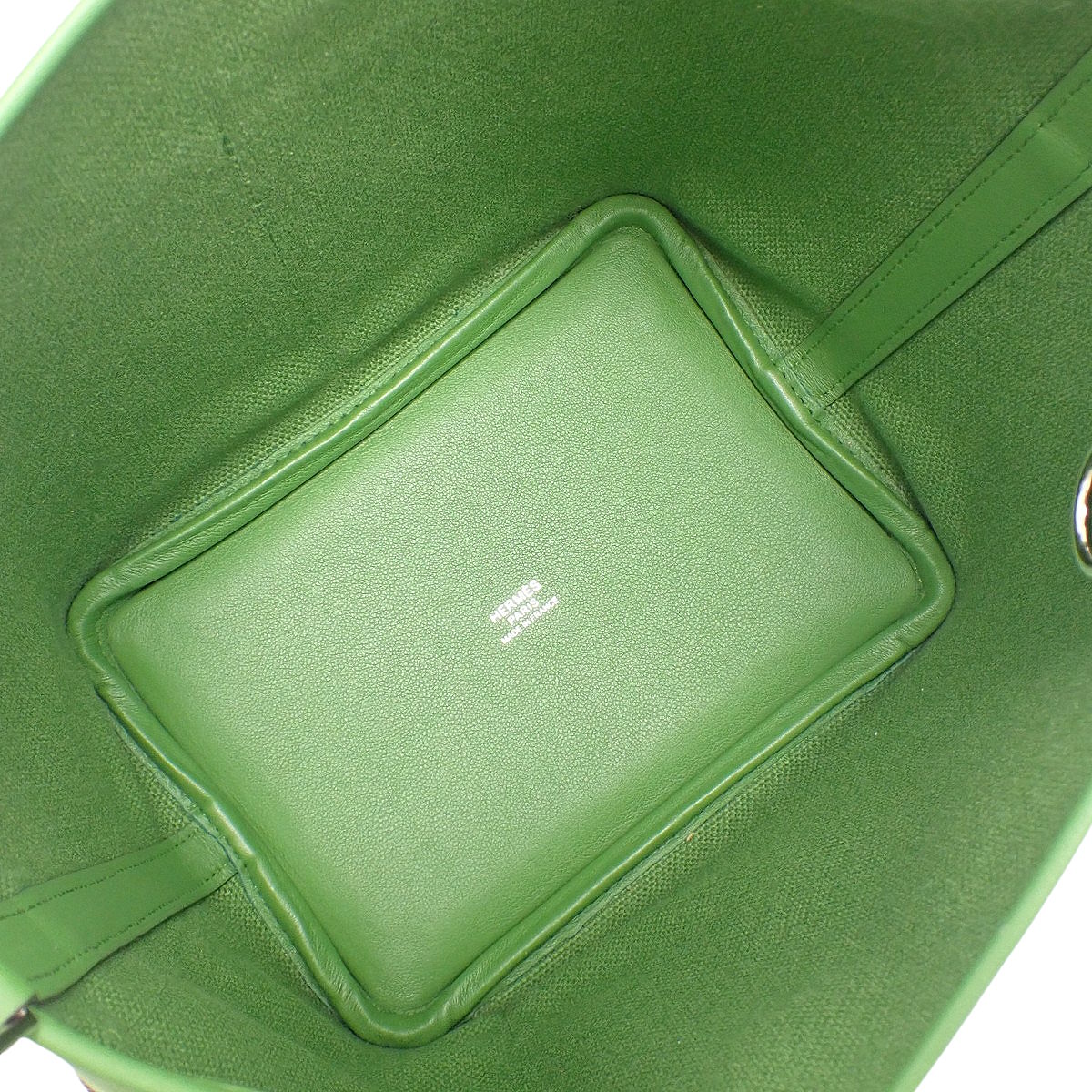 Picotin Lock Cargo PM Toile Goelan Swift Palladium Hardware Vert Comic B Stamp