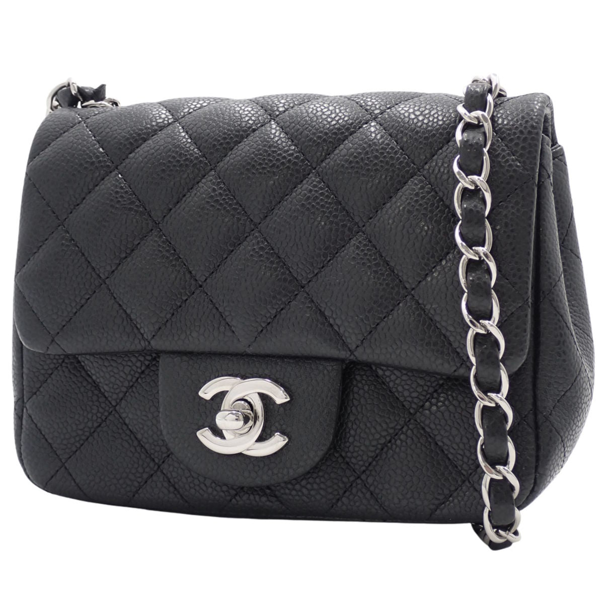 マトラッセ ココマーク チェーンショルダーバッグ キャビアスキン ブラック A35200