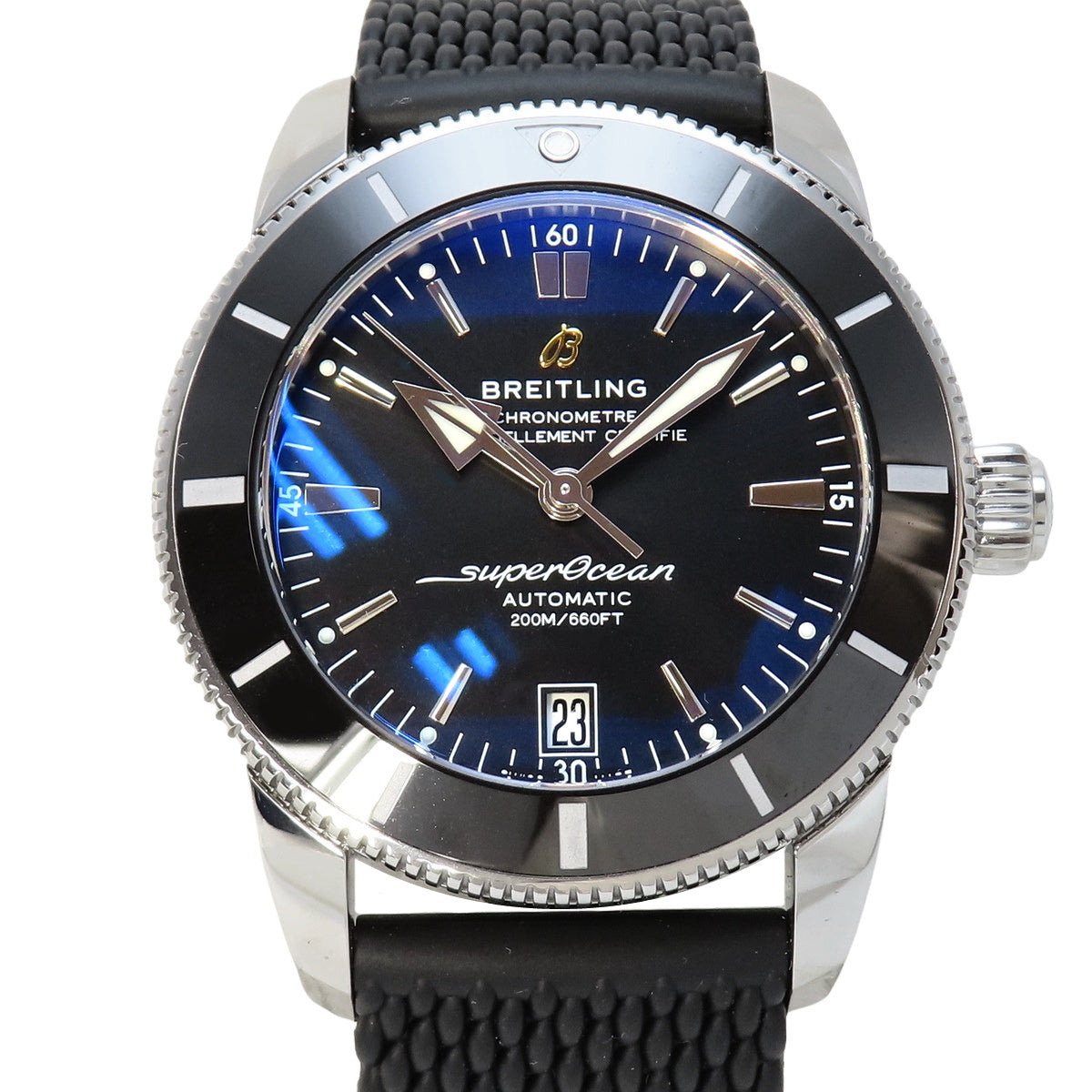 スーパーオーシャン ヘリテージ42 AB2010 SS/ラバー ブラック 自動巻き メンズ