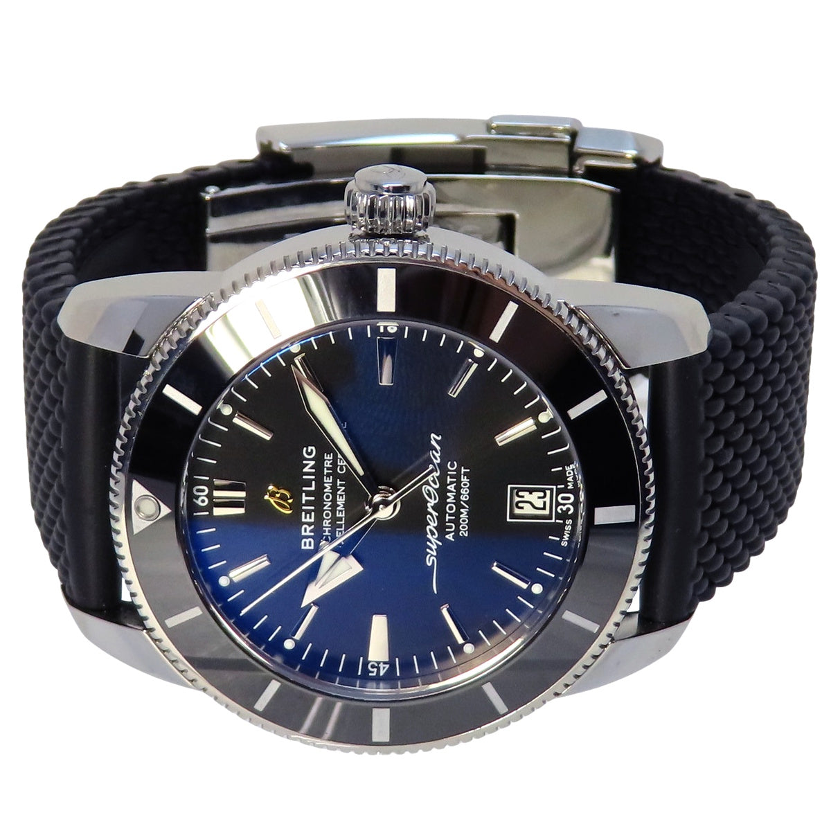 スーパーオーシャン ヘリテージ42 AB2010 SS/ラバー ブラック 自動巻き メンズ