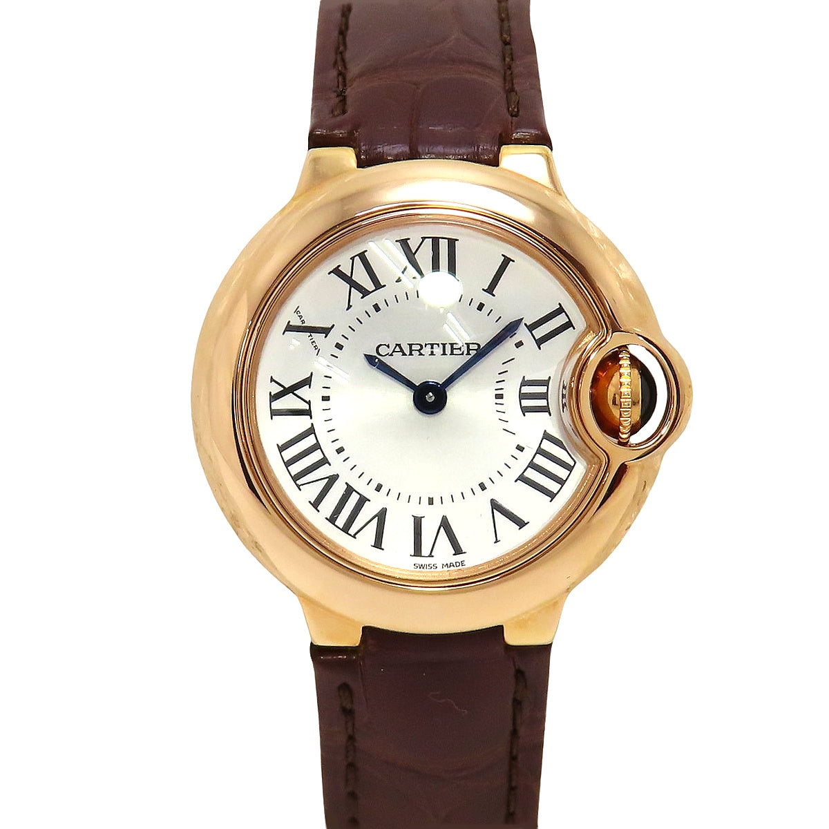 バロン ブルー ドゥ カルティエ WGBB0007 PG/革 シルバー クオーツ レディース