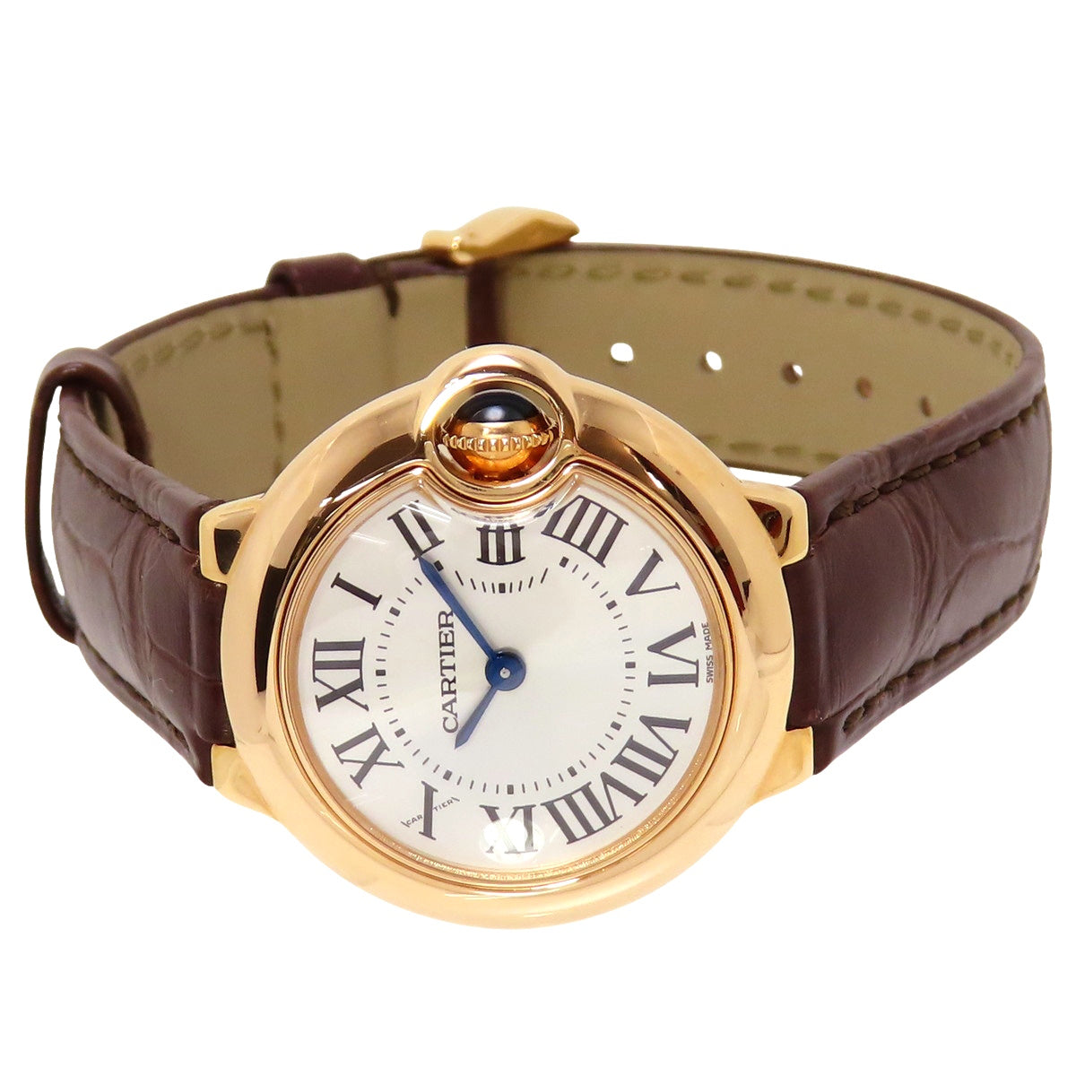 バロン ブルー ドゥ カルティエ WGBB0007 PG/革 シルバー クオーツ レディース
