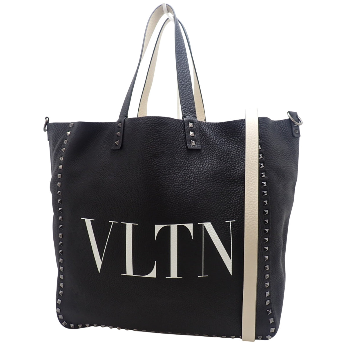 黑色和米色皮革双面大号手提包