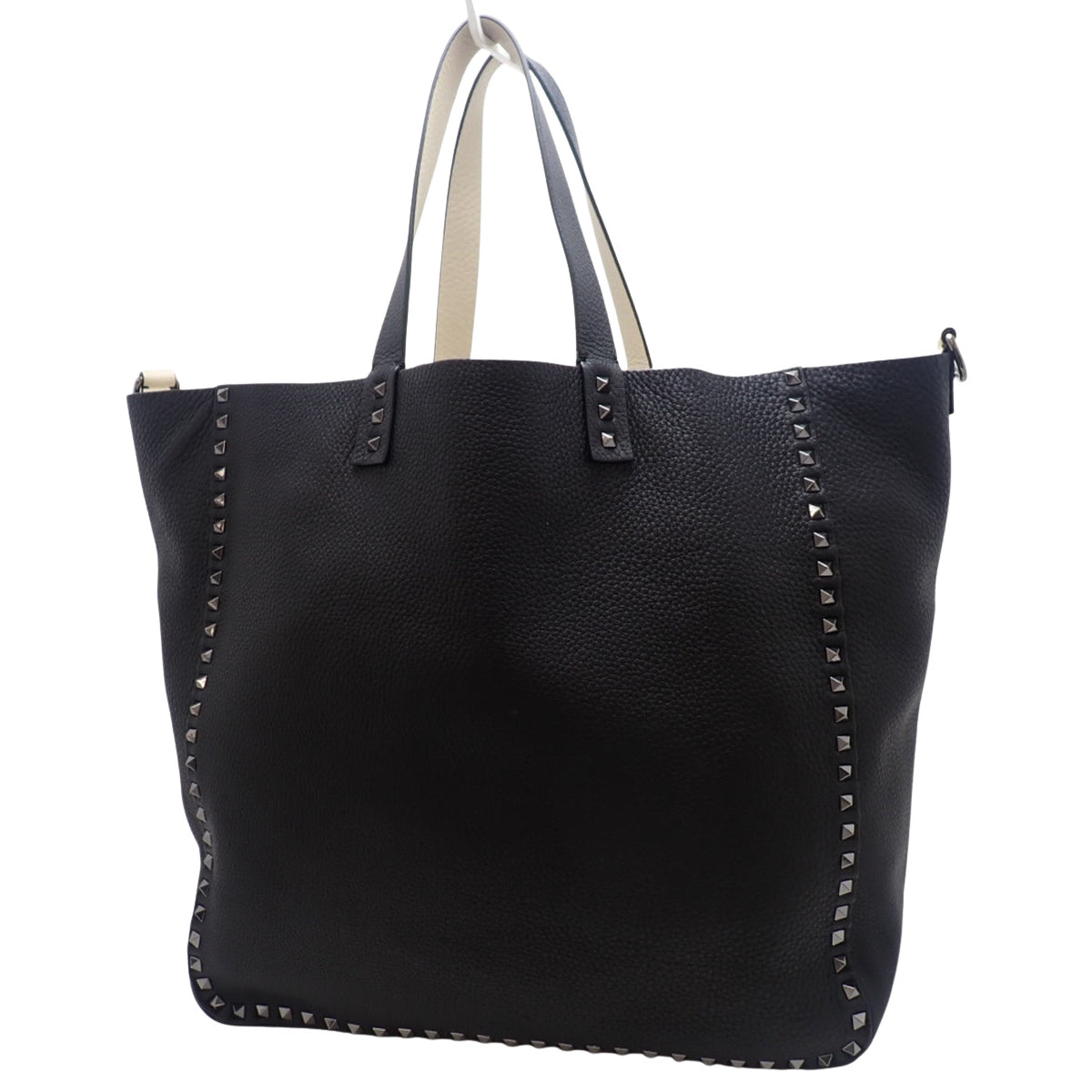 黑色和米色皮革双面大号手提包