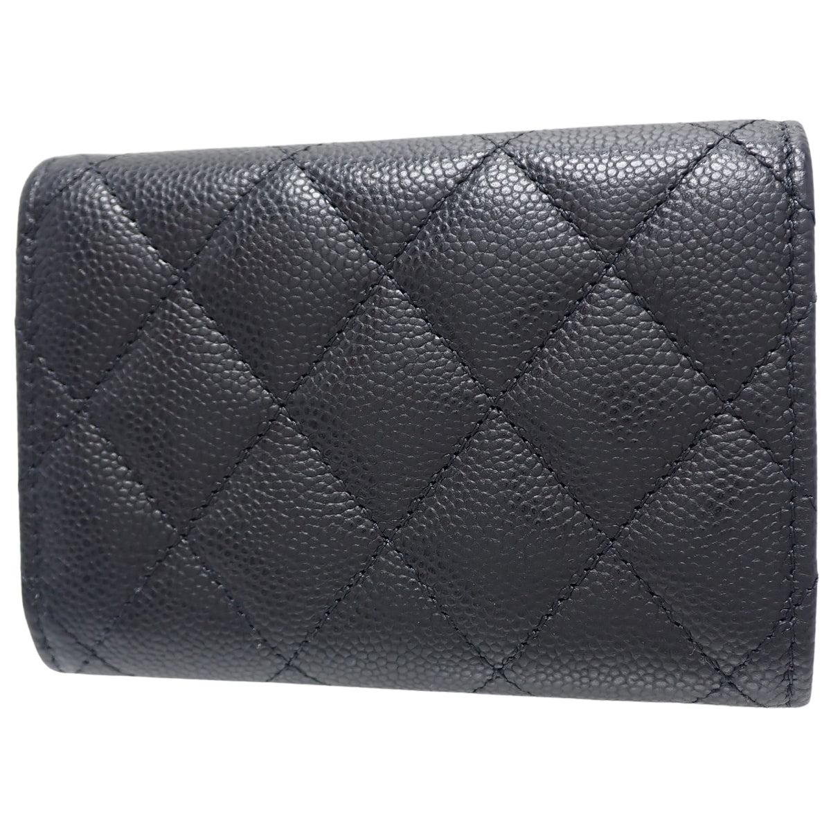 マトラッセ ココマーク 三つ折り財布 キャビアスキン ブラック A84401