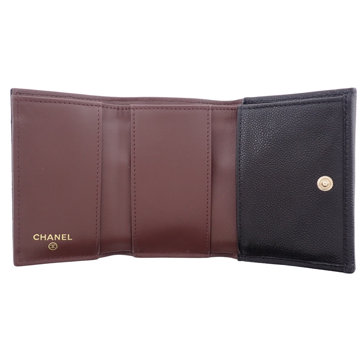 マトラッセ ココマーク 三つ折り財布 キャビアスキン ブラック A84401