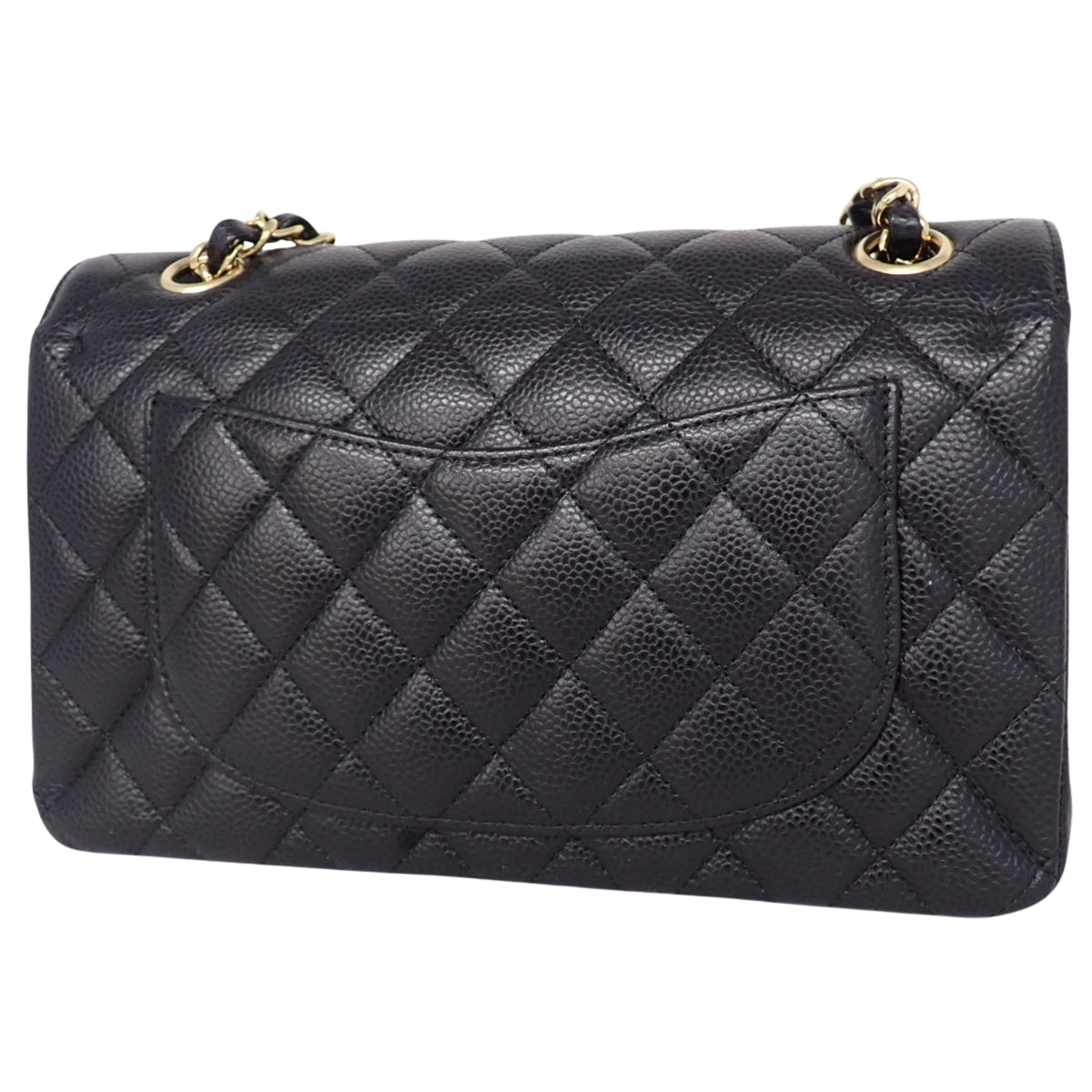 マトラッセ ココマーク Wフラップ23 チェーンショルダーバッグ キャビアスキン ブラック A01113