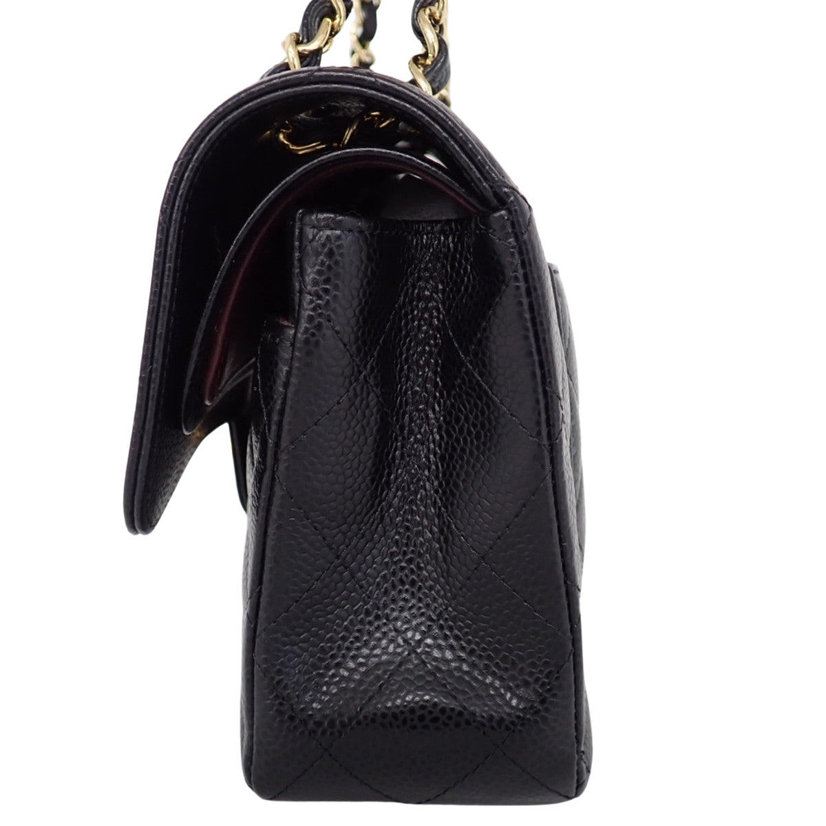 マトラッセ ココマーク Wフラップ23 チェーンショルダーバッグ キャビアスキン ブラック A01113