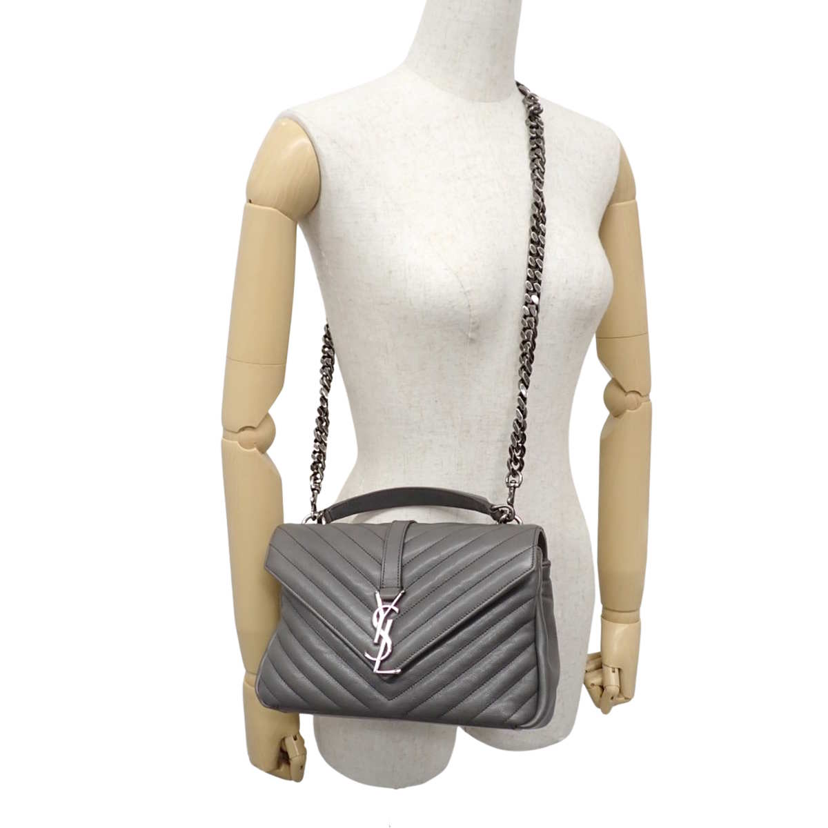 カレッジ ミディアム レザー グレー 392737