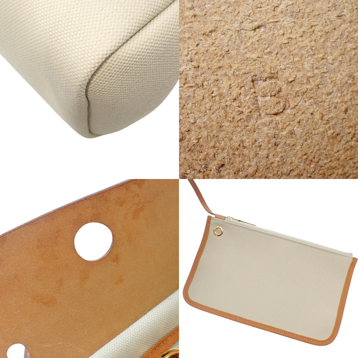 エールバッグジップPM トワルアッシュ レザー ベージュ ブラウン ゴールド金具 B刻印