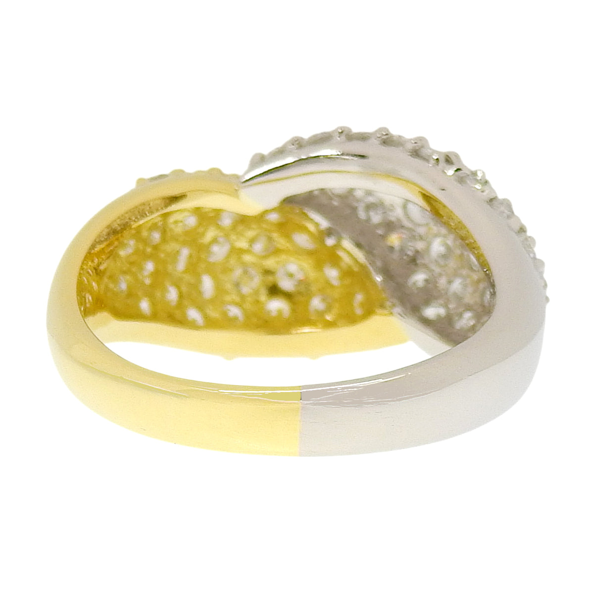 バイカラー ダイヤモンド リング D1.55 K18YG Pt900 9.0g