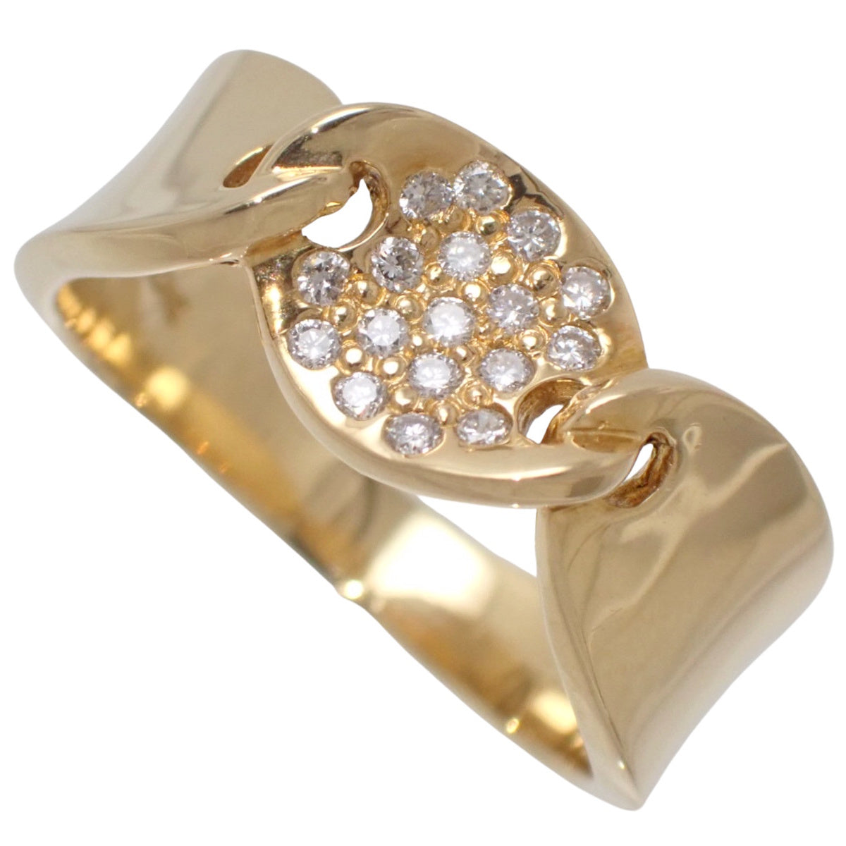 Pave Diamond Ring, Diamond D0.16, Yellow Gold, 18K Yellow Gold, 6.9g