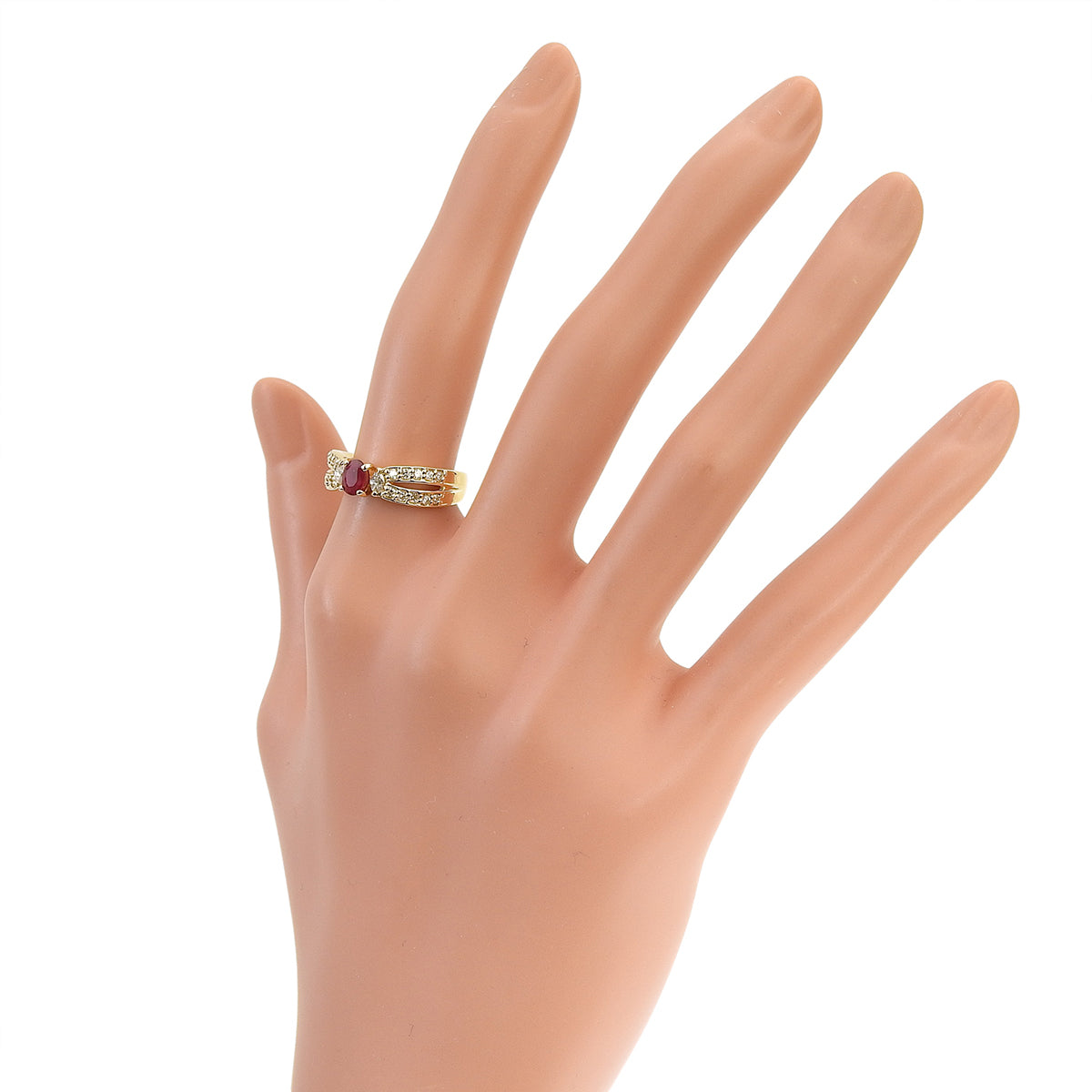 ルビー ダイヤモンド リング R0.42/D0.34 イエローゴールド K18YG 5.5g