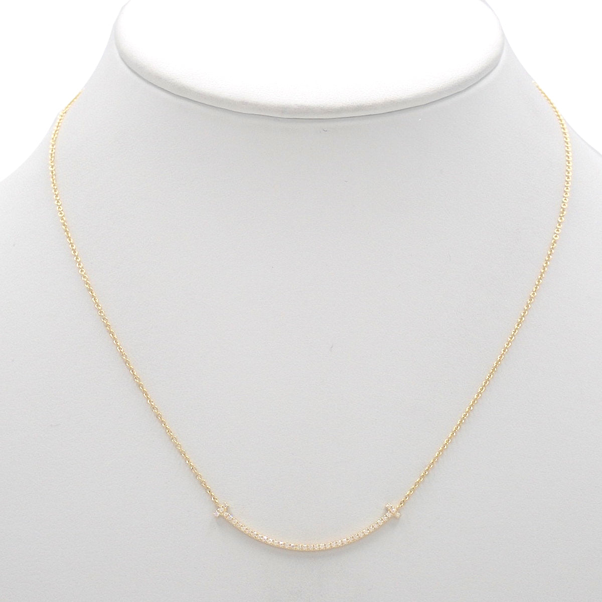 T Smile Pendant with Small Diamond in 18K Yellow Gold, 2.5g