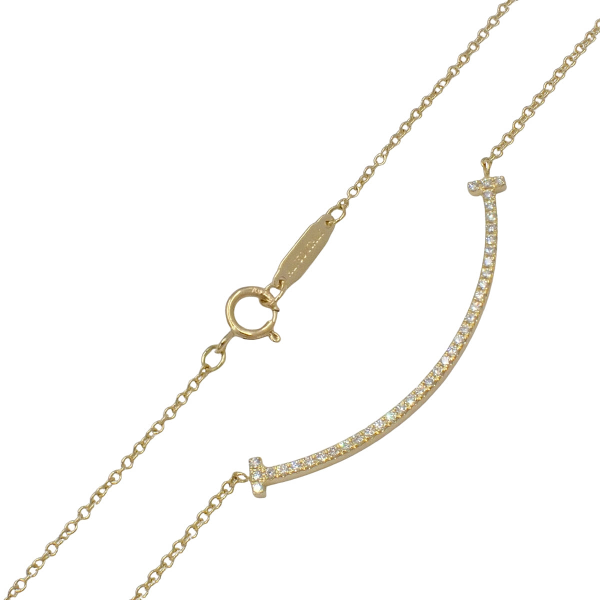 T Smile Pendant with Small Diamond in 18K Yellow Gold, 2.5g