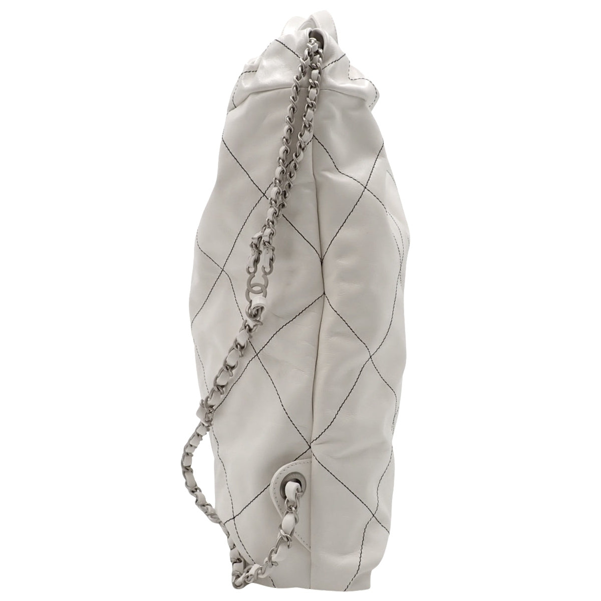 Chanel 22 Large Backpack in White and Black Leather AS3313