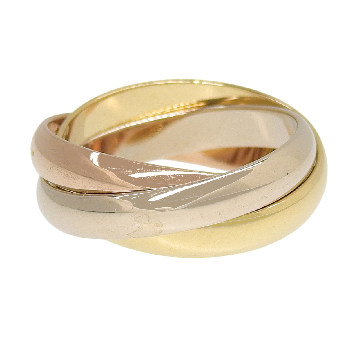 卡地亚三重戒指 K18YG K18PG K18WG 7.8克