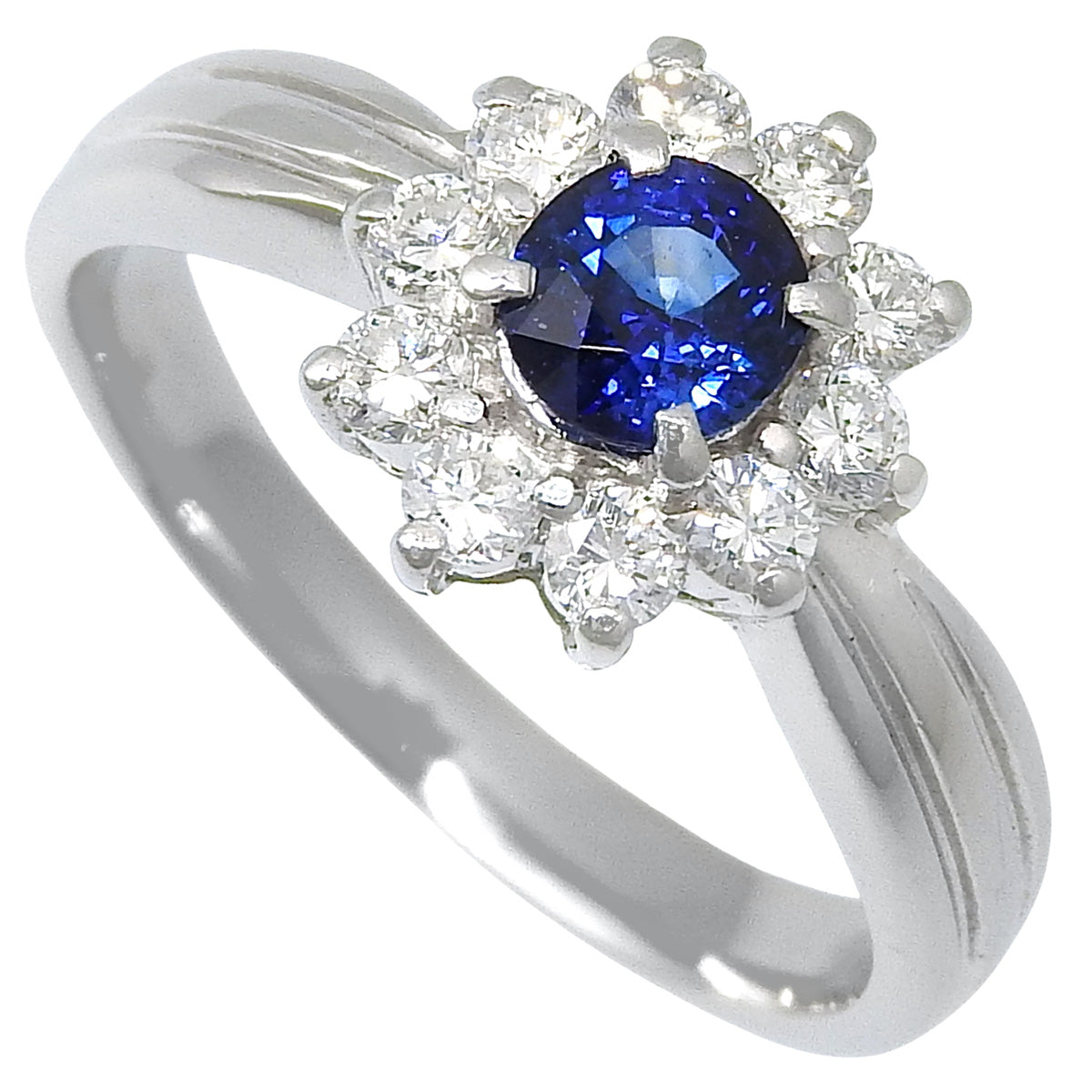 Sapphire and Diamond Ring S0.63/D0.41 Platinum Pt900 Size 11.5 (US) / 51.5 (EU) 5.8g
