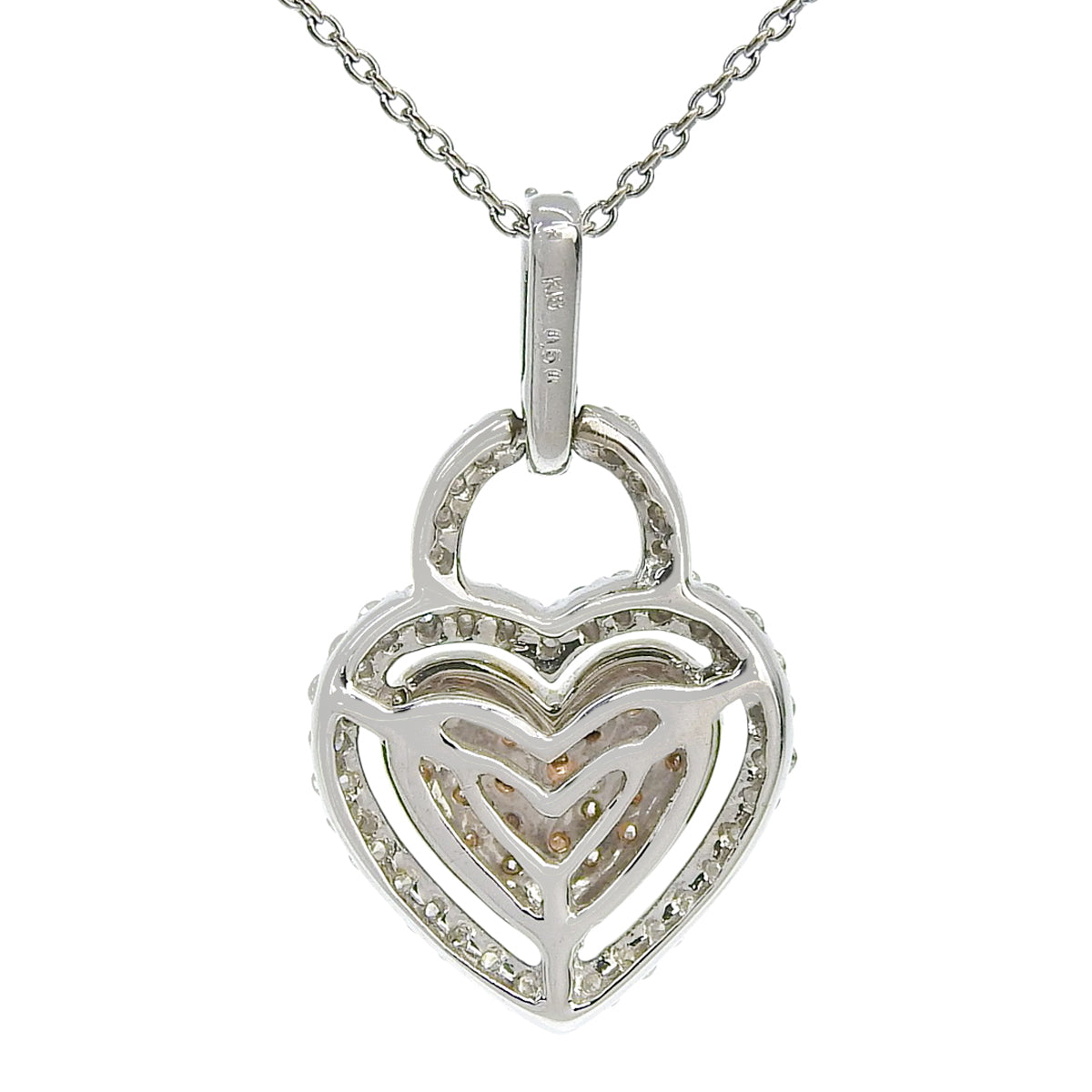 Diamond Heart Necklace D0.50 White Gold K18WG Pink Gold K18PG 4.3g