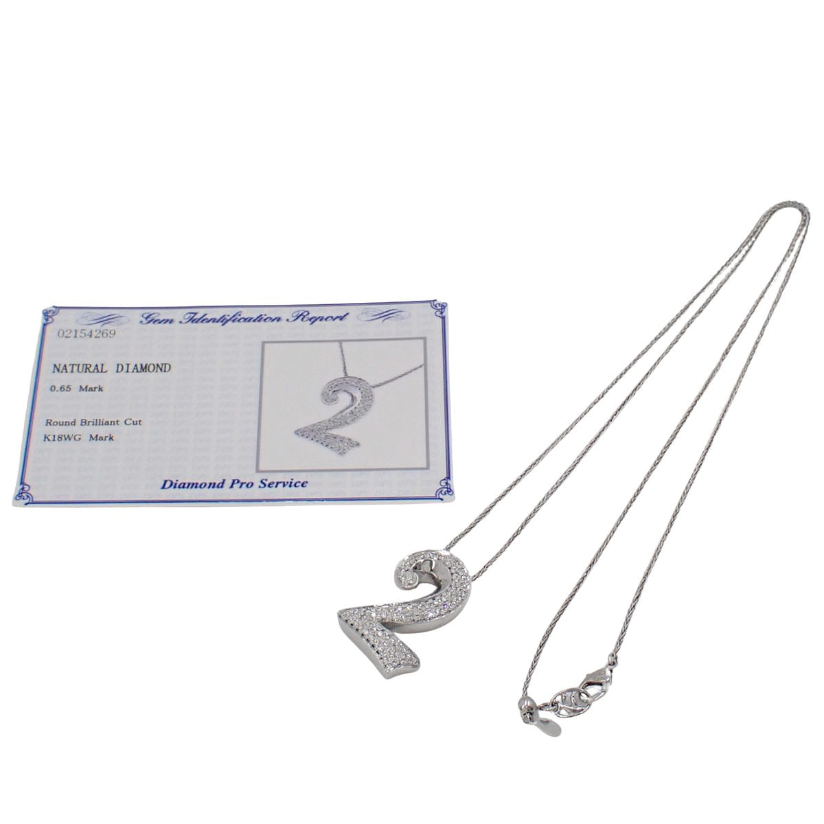 No.2 Diamond Necklace D0.65 White Gold K18WG 17.8g