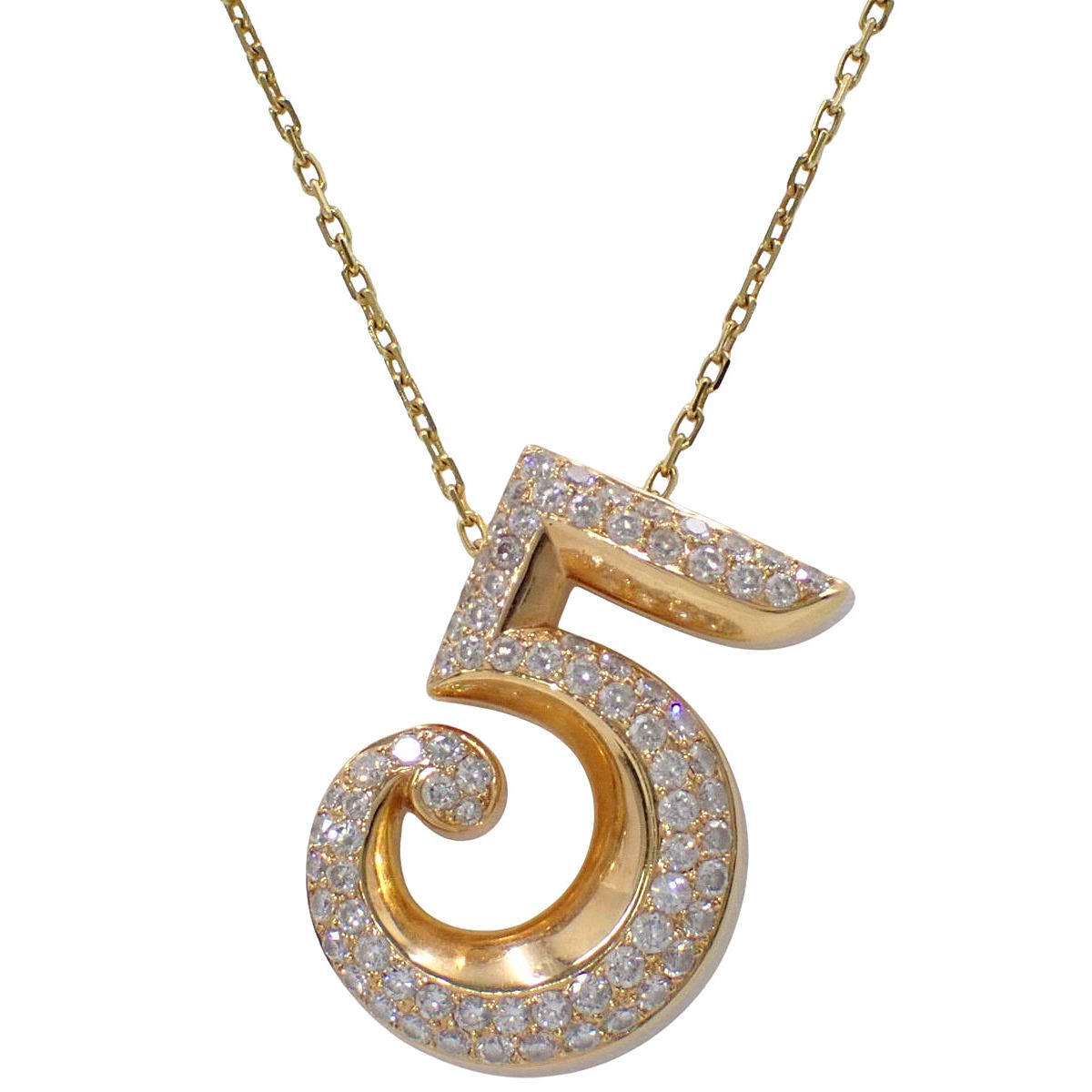 No. 5 Diamond Necklace D2.45 Pink Gold K18PG Yellow Gold K18YG 14.2g