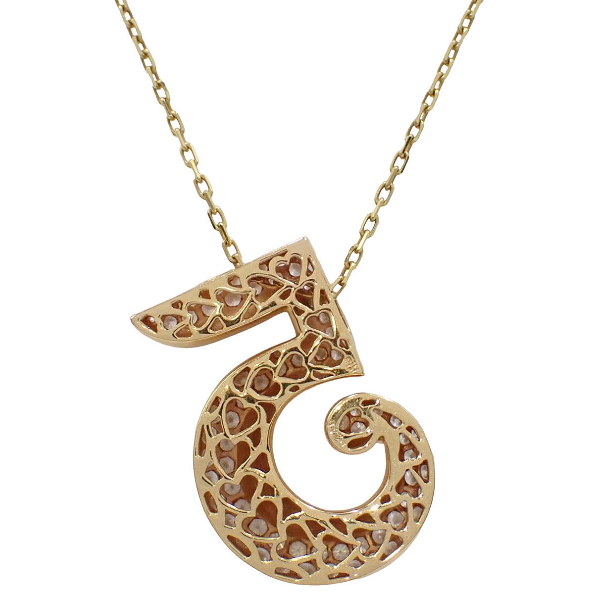 No. 5 Diamond Necklace D2.45 Pink Gold K18PG Yellow Gold K18YG 14.2g