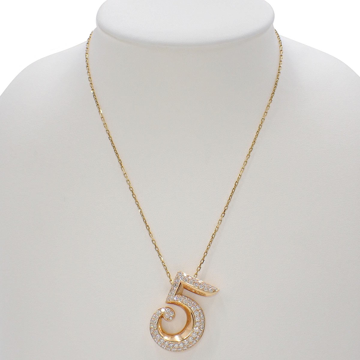 No. 5 Diamond Necklace D2.45 Pink Gold K18PG Yellow Gold K18YG 14.2g