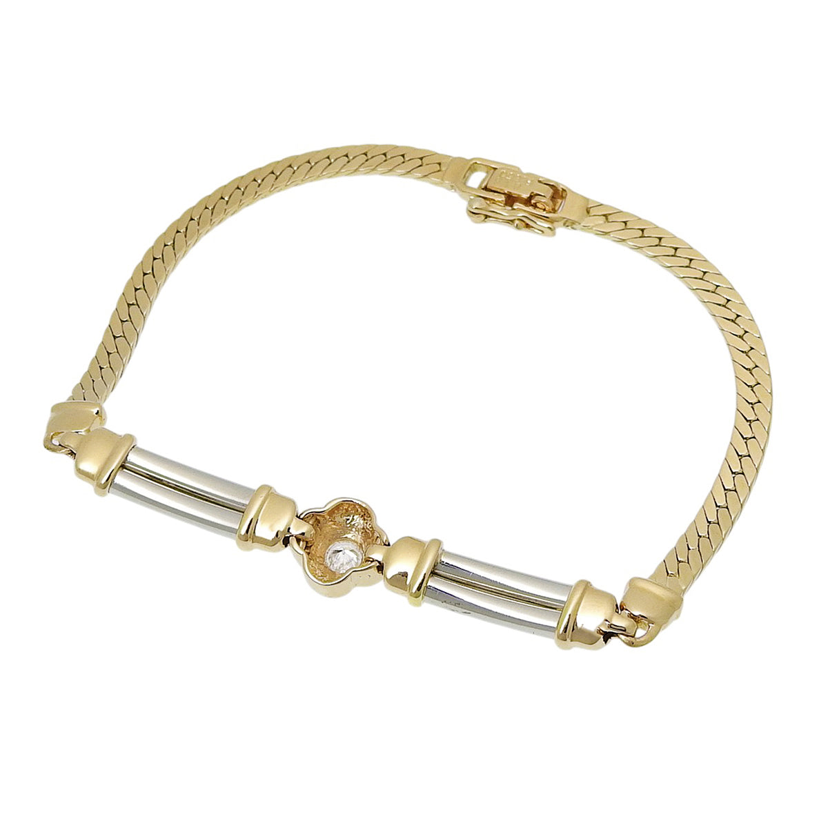 Diamond Bracelet D0.16 Platinum Pt850 Yellow Gold K18YG 13.1g