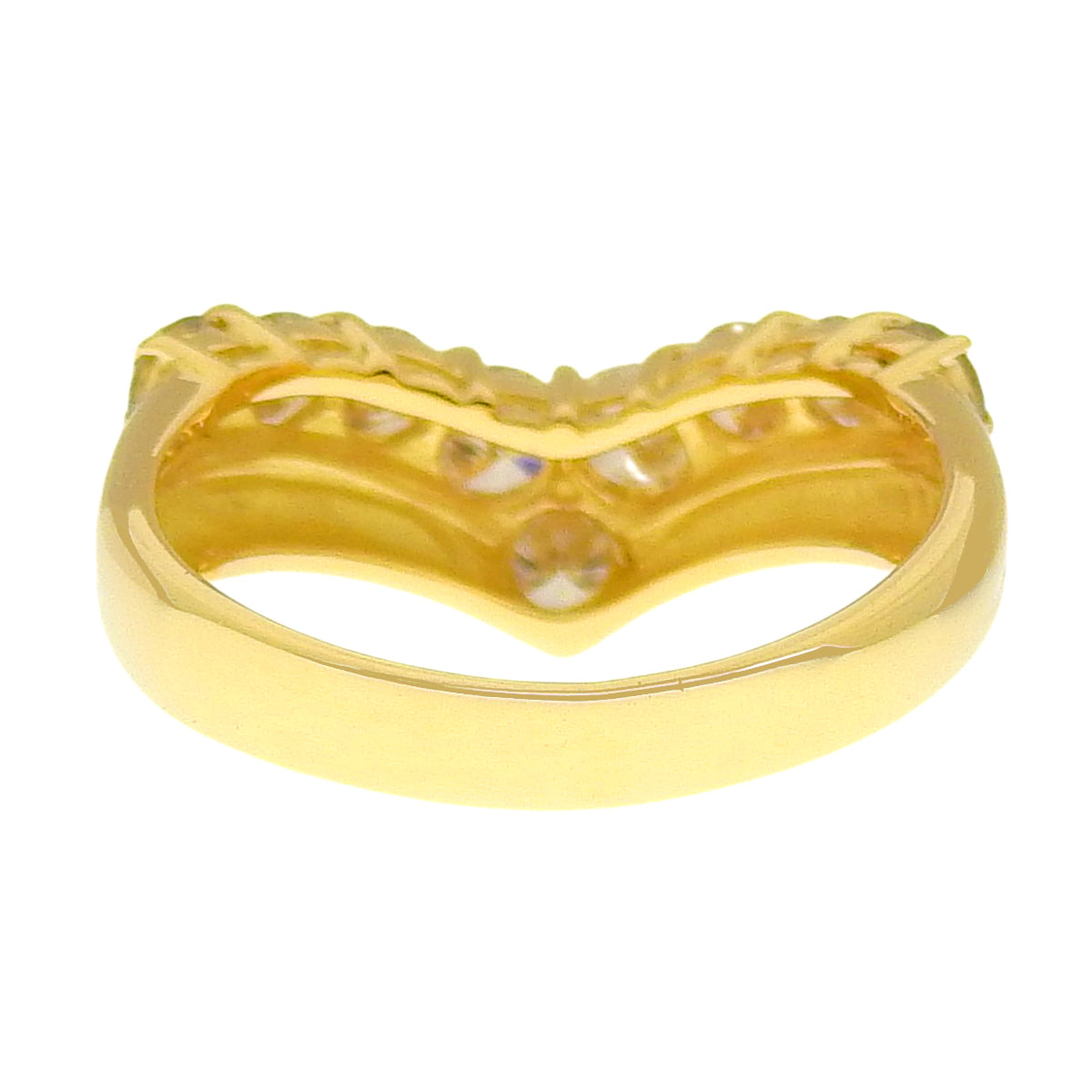 ダイヤモンド V リング D1.00 イエローゴールド K18YG 3.3g